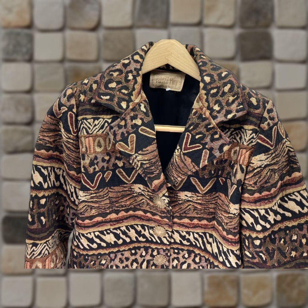 PONY Painted Pony Crop Jacket Women Medium Tapestry Animal Print Button Vintage Jacket Size M / US 6-8 / IT 42-44 - 1 Thumbnail