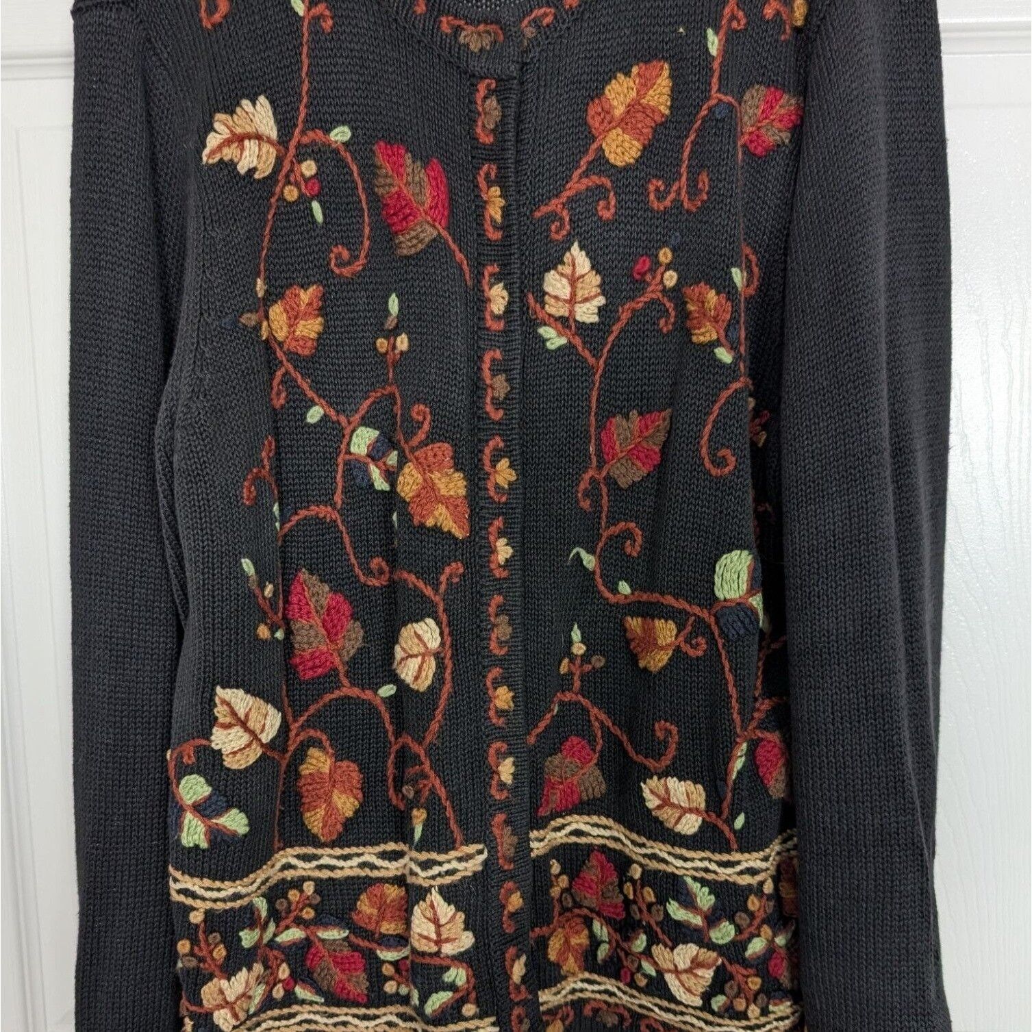 Designer Vintage All Points Embroidered Cardigan Womens Size XL Black Size XL / US 12-14 / IT 48-50 - 3 Thumbnail