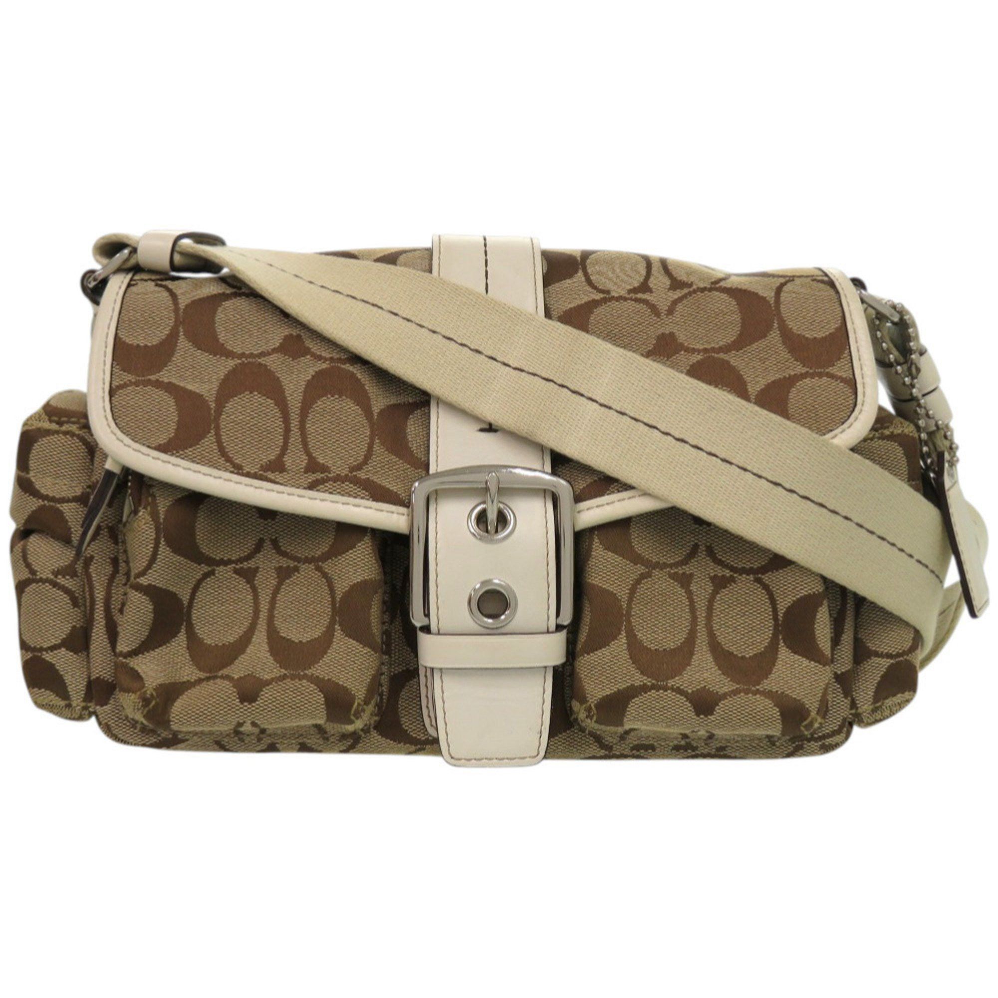 Coach Like new Coach Signature Leather Canvas Brown Shoulder Bag 0663 COACH Size ONE SIZE - 1 Thumbnail