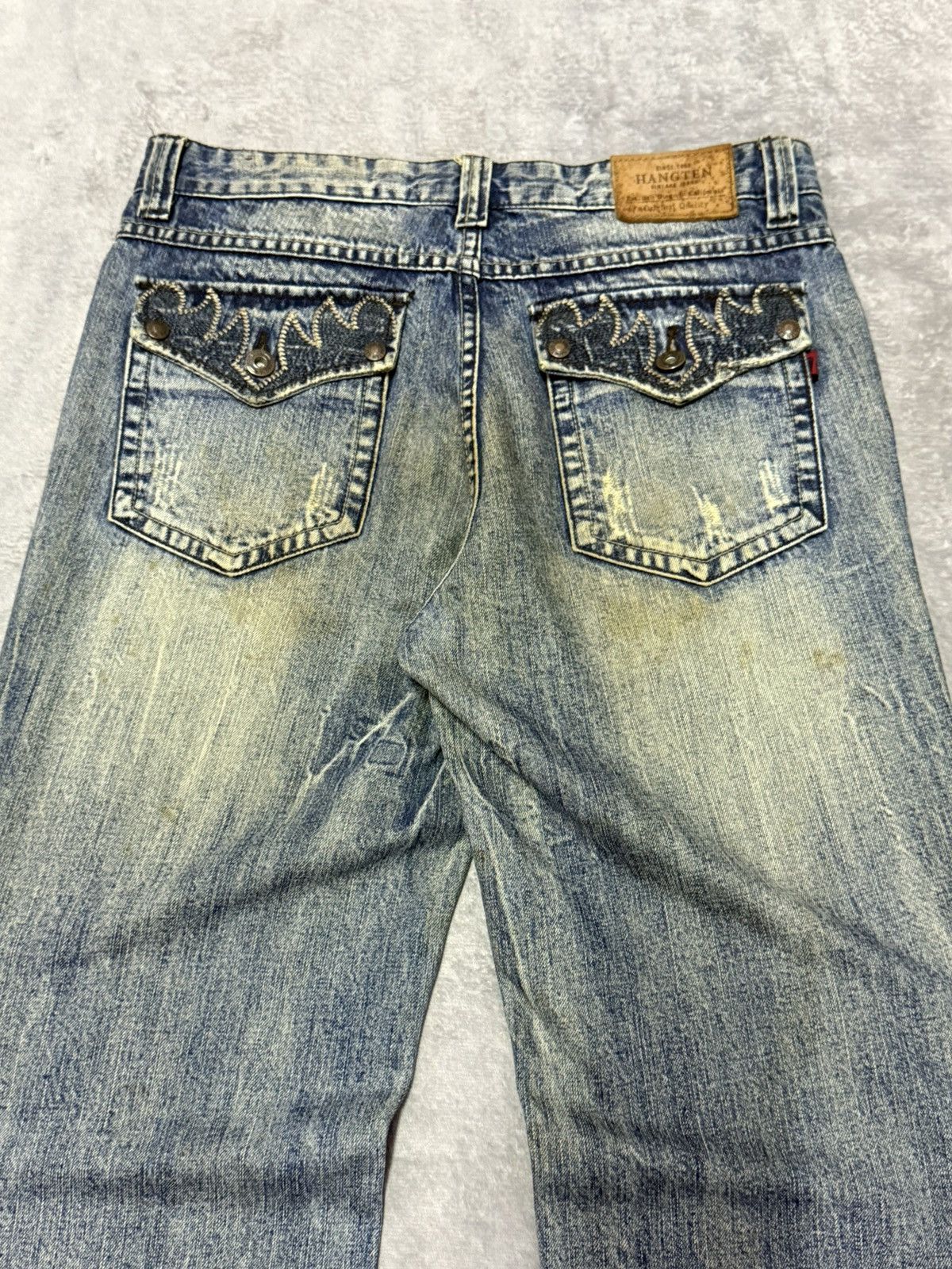 Japanese Brand Hang Ten Tribal Pocket Mud Wash Wide Leg Flared Jeans Size US 30 / EU 46 - 5 Thumbnail