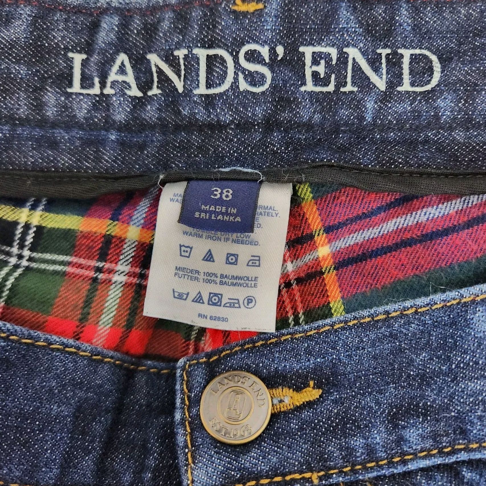 Lands' End VINTAGE Lands' End Mens Comfort Waist Flannel-Lined Straight Leg Jeans-Size 38x30 Blue Cotton 5-Pocket Regular Workwear Mens Size US 38 / EU 54 - 7 Thumbnail