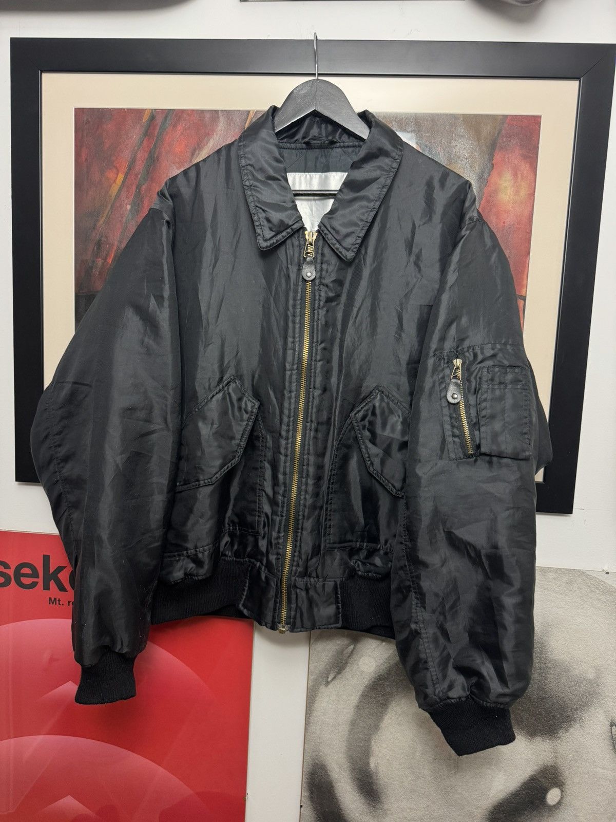 Vintage Ma2 Flyer Black Vintage Nylon Bomber Jacket BoxyFit Oversize Size US XL / EU 56 / 4 - 1 Thumbnail