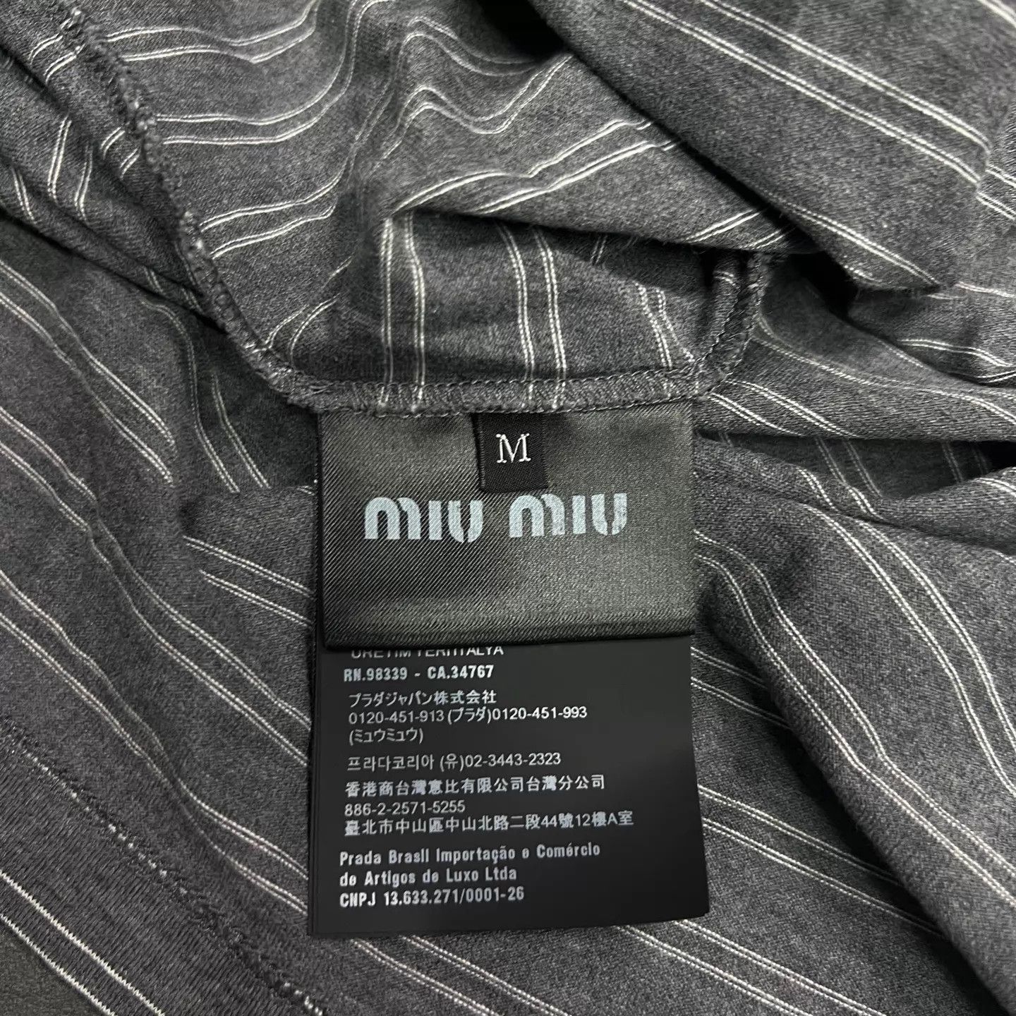 Miu Miu MIU MIU Gray Stripe Polo Collar Longsleeve Tee M New Size US M / EU 48-50 / 2 - 4 Thumbnail