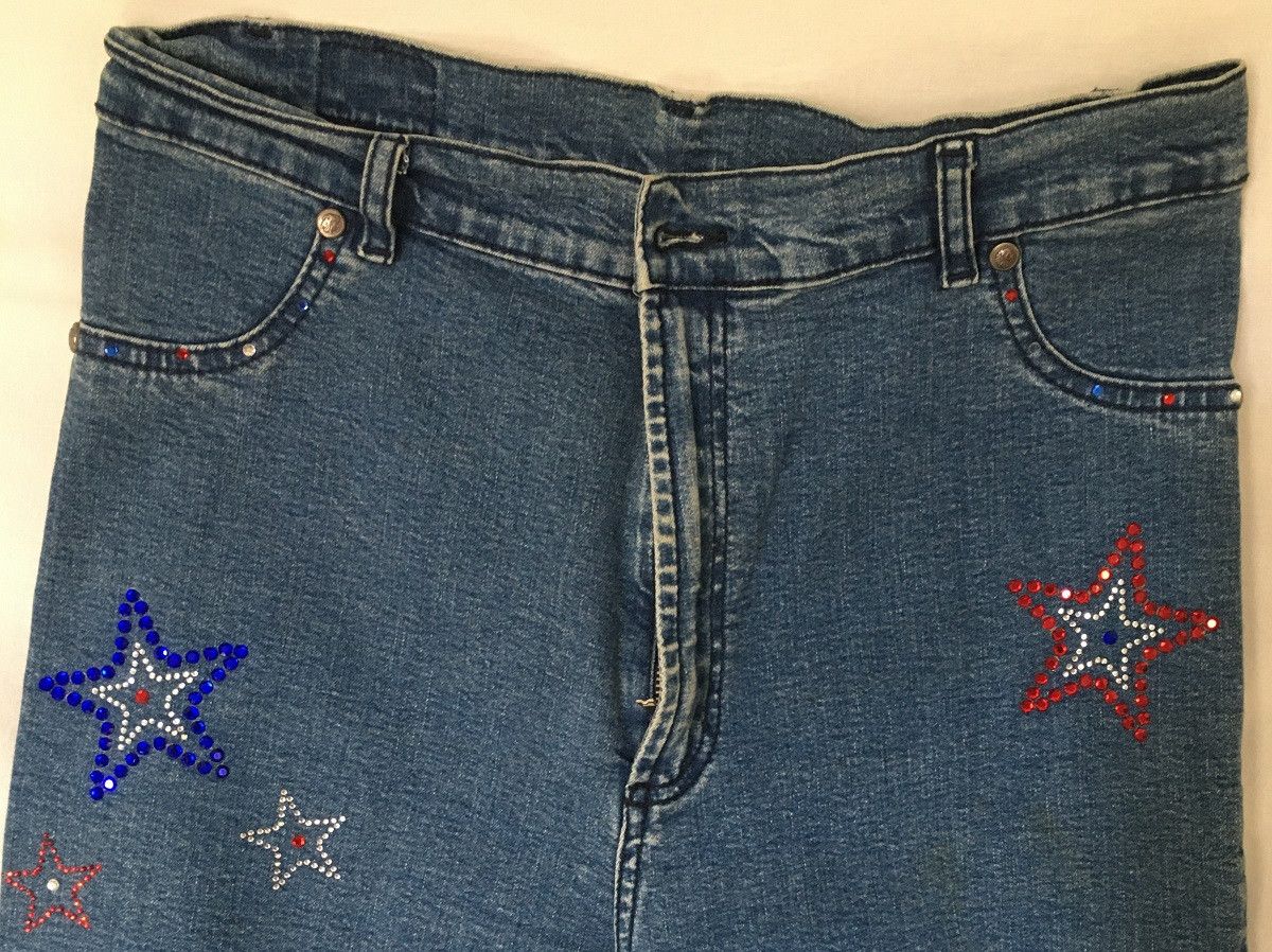 Other embellished bell bottom stretch jeans with rhinestones Size 24" / US 00 / IT 34 - 2 Thumbnail