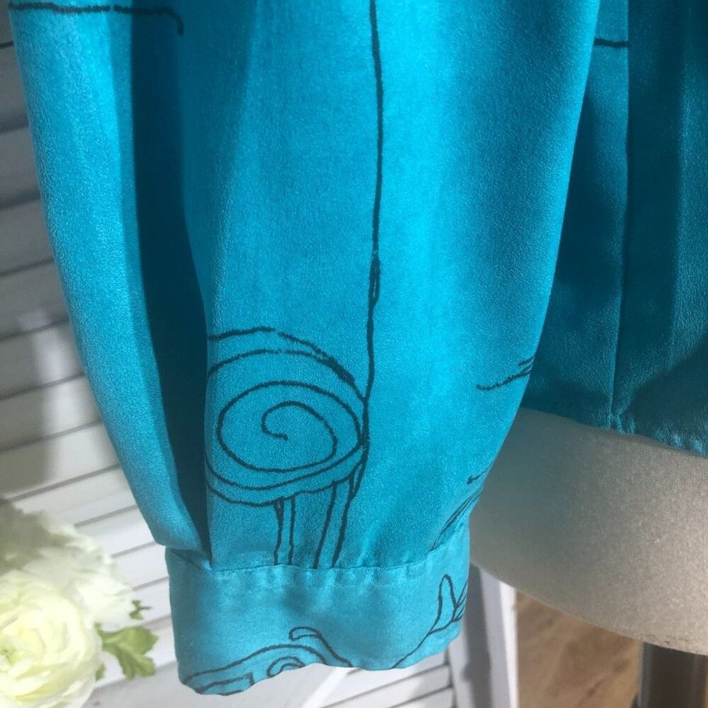 Chicos shirt teal aqua faux suede stick animal Avant Garde Sz L (3) Size L / US 10 / IT 46 - 5 Thumbnail