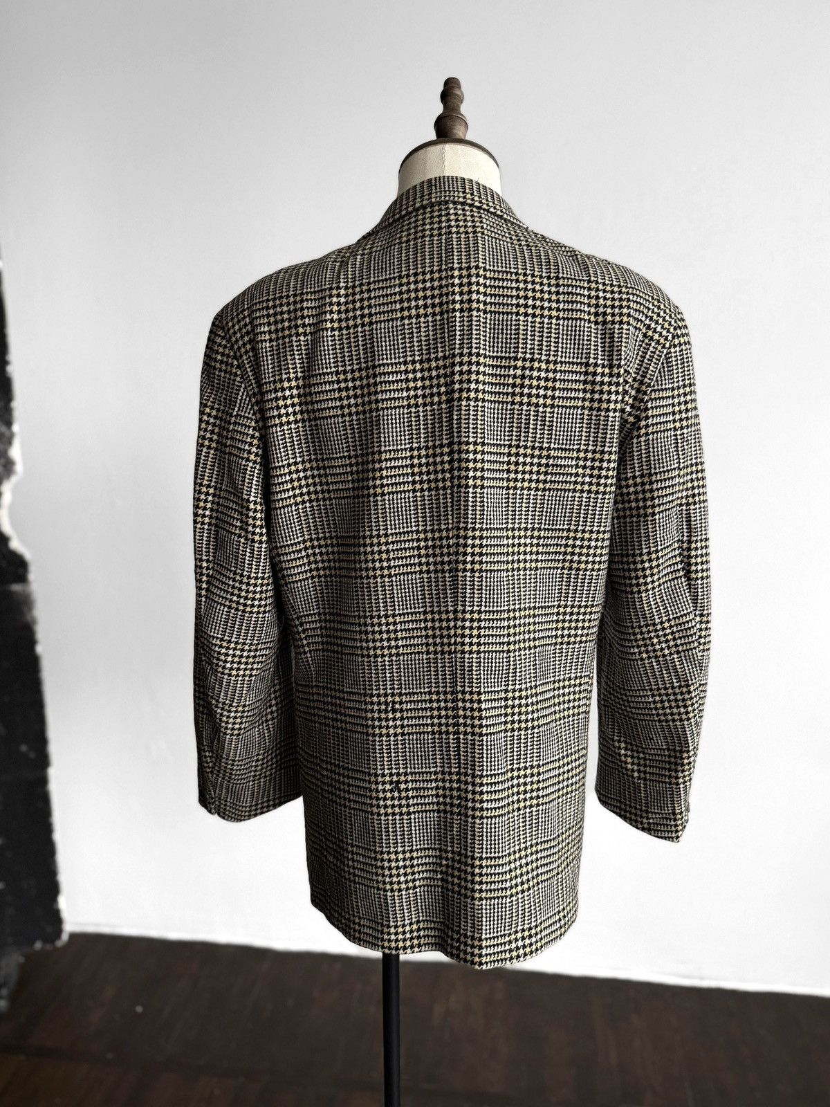 Valentino Valentino Mens Vintage Beige Houndstooth Check Wool Blazer Size 44S - 4 Thumbnail