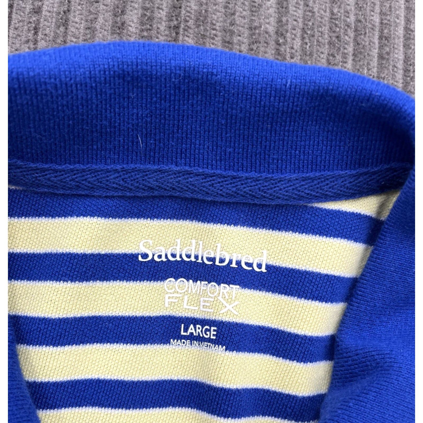 Vintage Saddlebred Polo Shirt Men Large Blue Yellow Striped Cotton Golf Casual Size US L / EU 52-54 / 3 - 3 Thumbnail