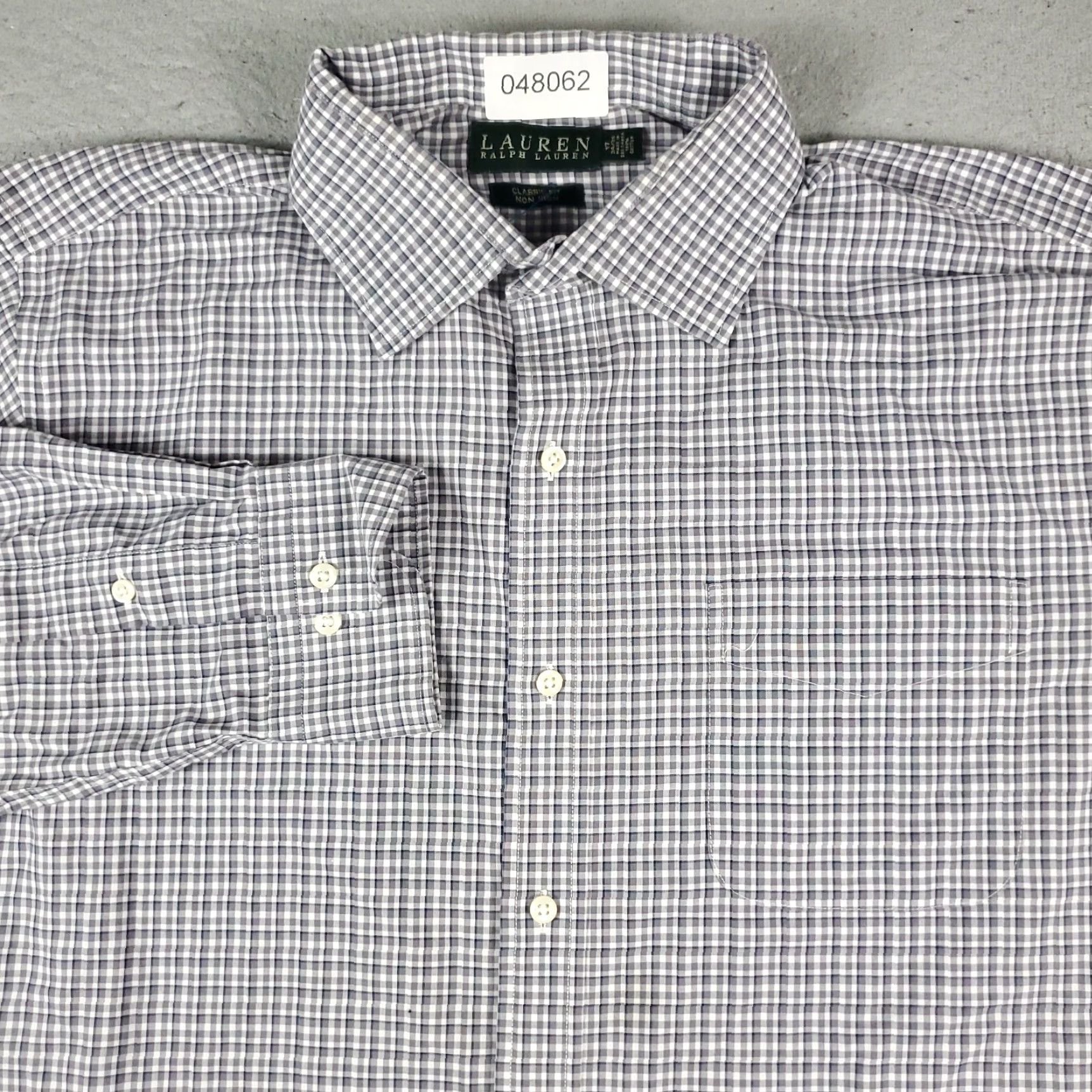Ralph Lauren Ralph Lauren Shirt Mens Size 17 Gray Plaid Dress Button Up Long Sleeve Shirt (Dress Shirt) Mens Size 46R - 2 Thumbnail