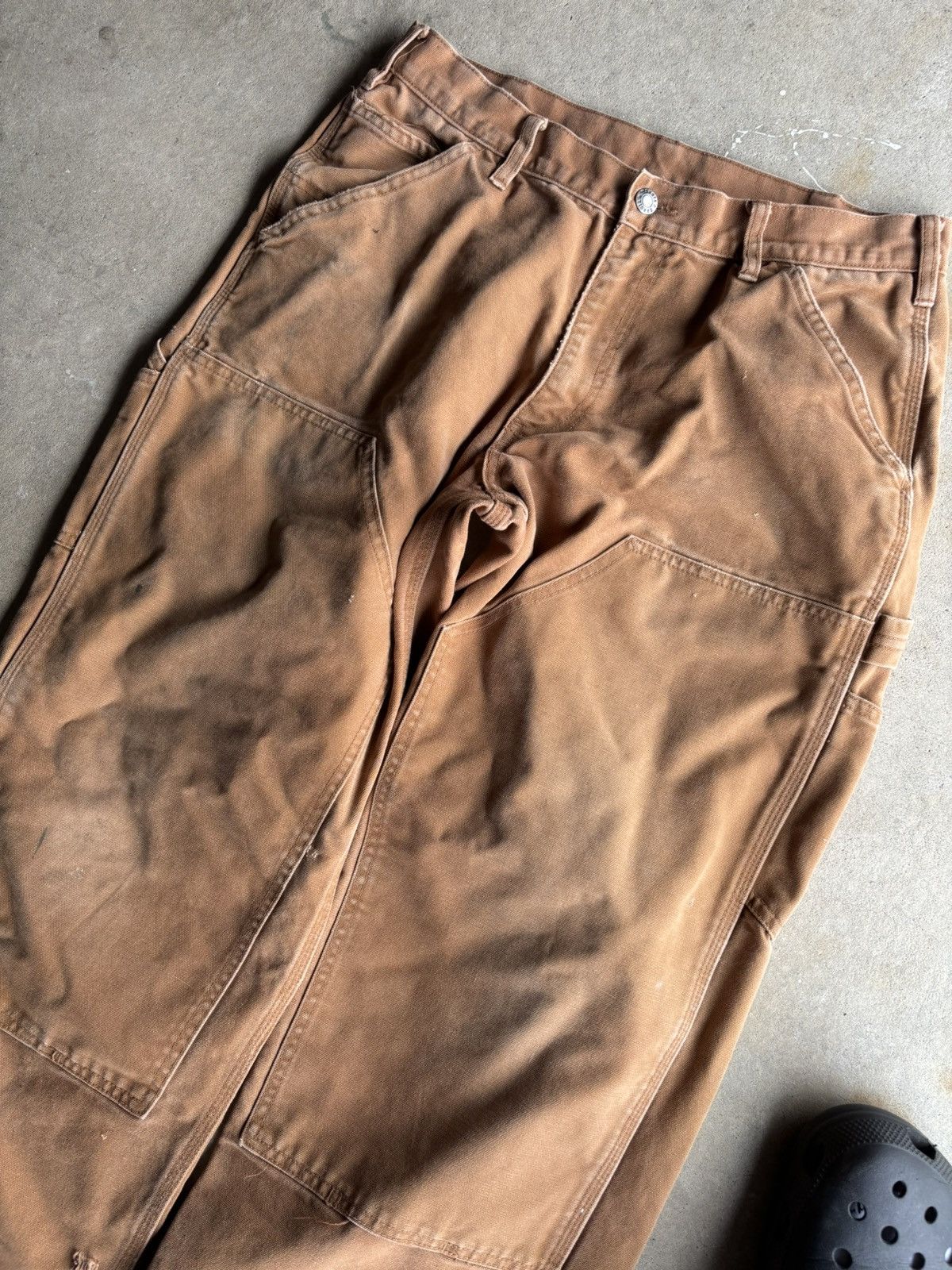 Other Vintage Dakotas Boxy Beige Distressed Double Knee Workpants Size US 32 / EU 48 - 3 Thumbnail