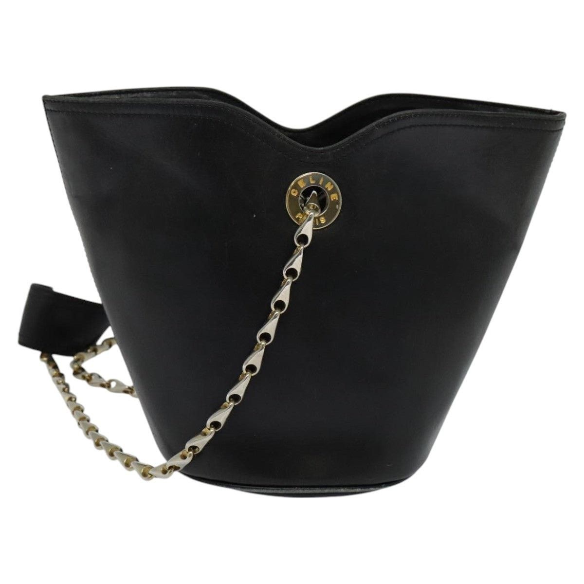 Celine CELINE Chain Shoulder Bag Leather Black Gold Size ONE SIZE - 13 Thumbnail