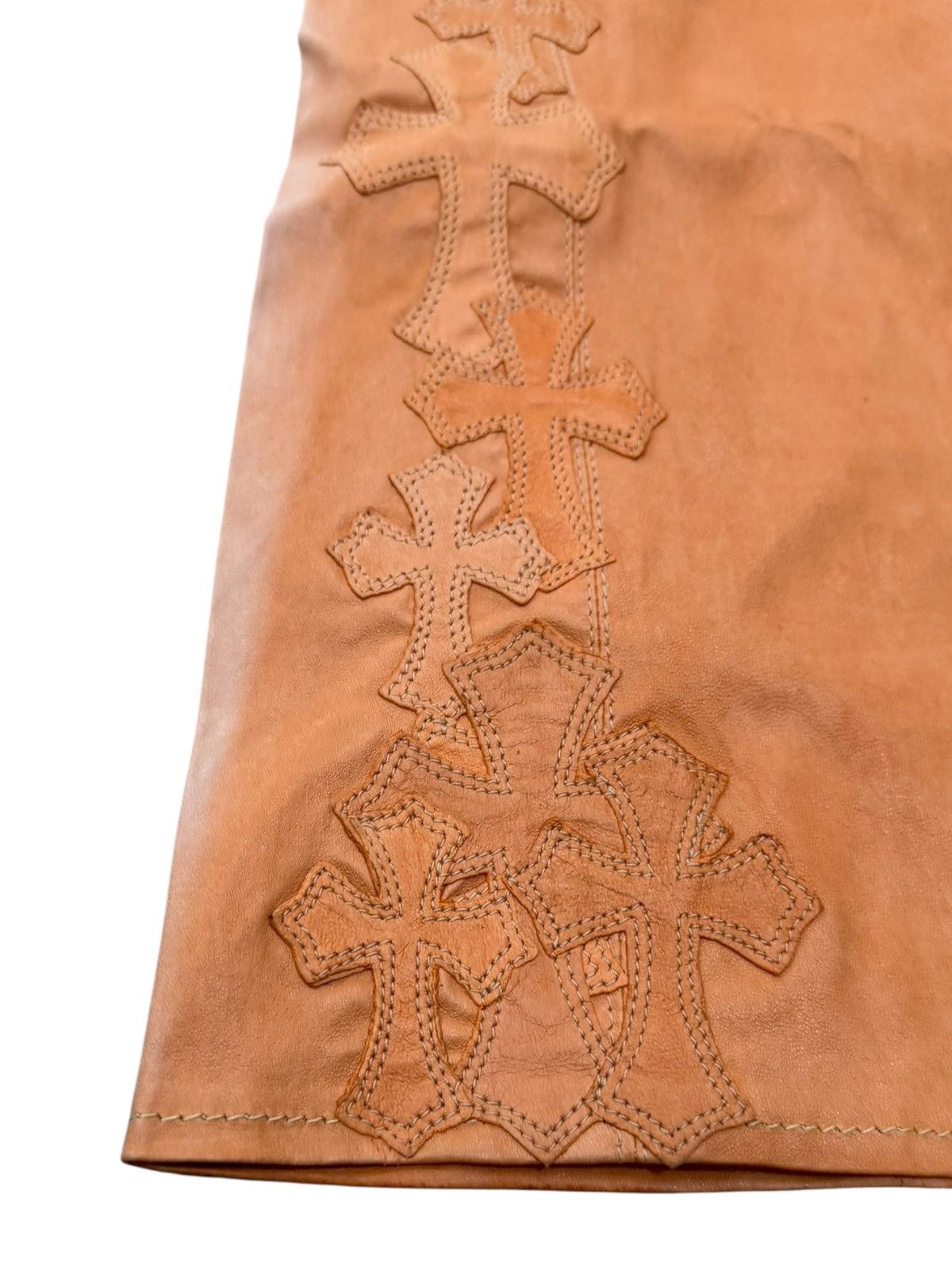 Chrome Hearts Chrome Hearts Orange Cross Flooded Leather Pants Size 26" / US 2 / IT 38 - 10 Thumbnail