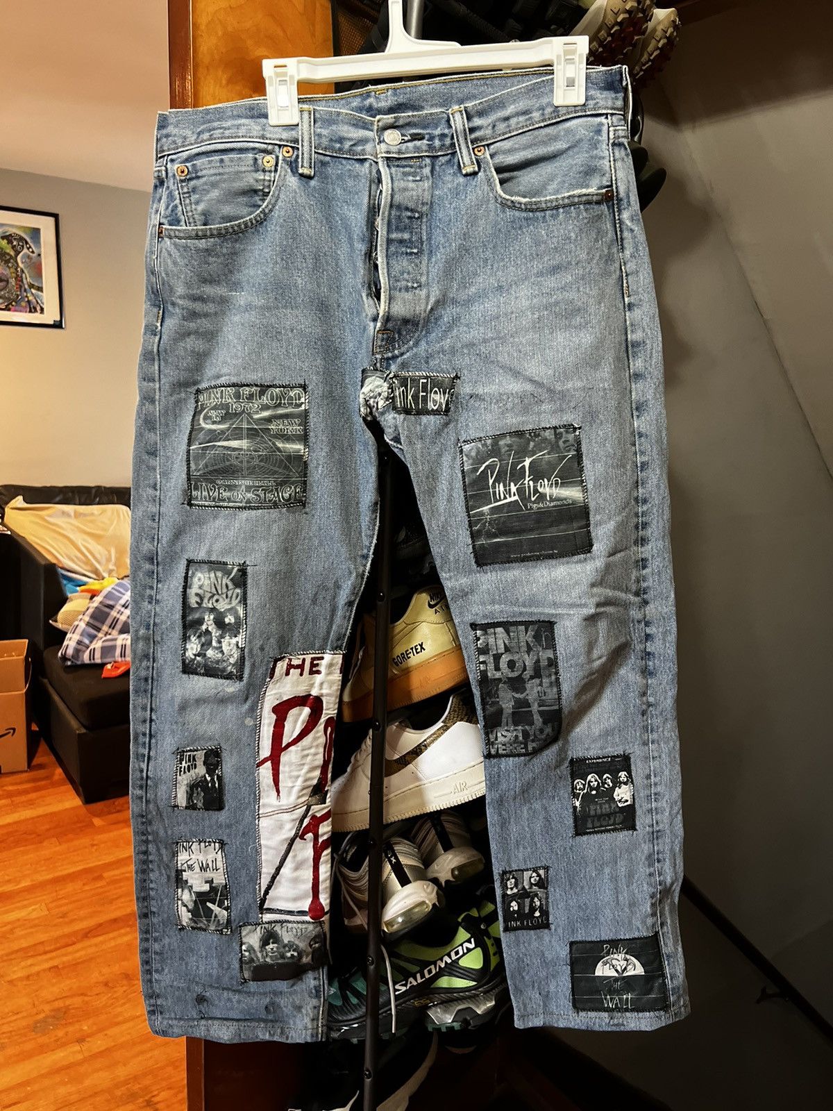 Levi's Vintage Clothing × Pink Floyd Levi's Pink Floyd Hand Made Patchwork Jeans Size US 34 / EU 50 - 4 Thumbnail