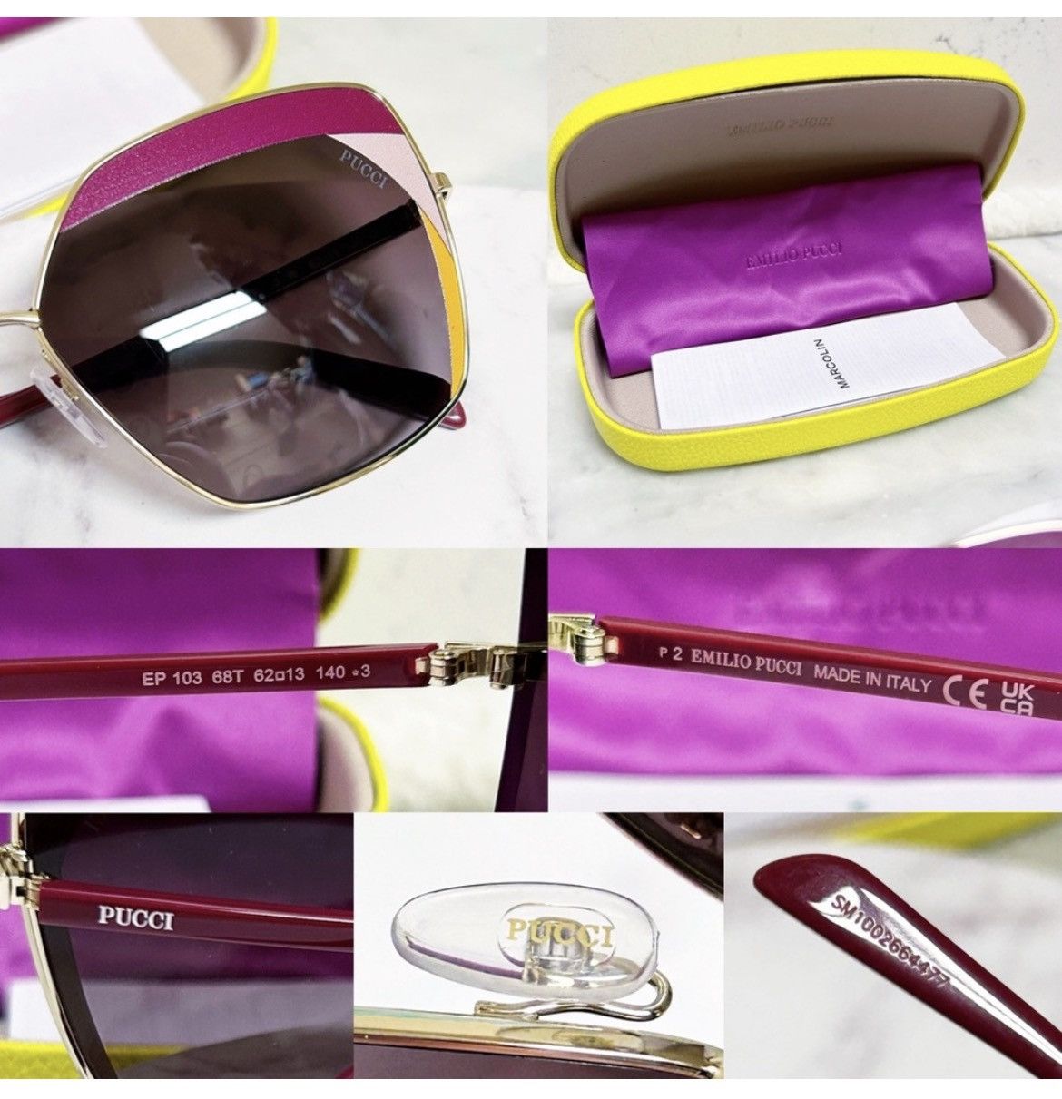 Emilio Pucci Authentic Emilio Pucci EP 0103 68T Womens Square Sunglasses Size ONE SIZE - 10 Thumbnail