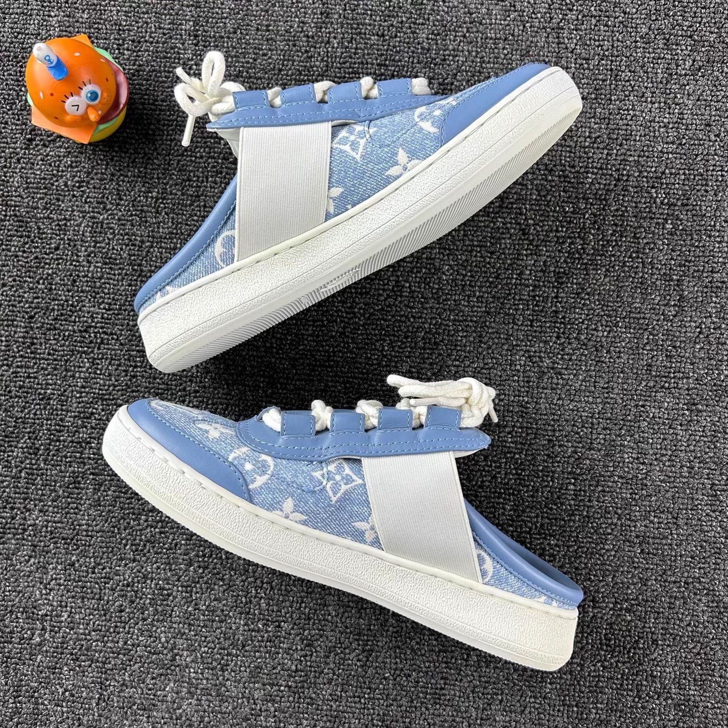 Louis Vuitton LV blue Monogram embroidery slipper 35 Size US 4 / IT 34 - 3 Thumbnail