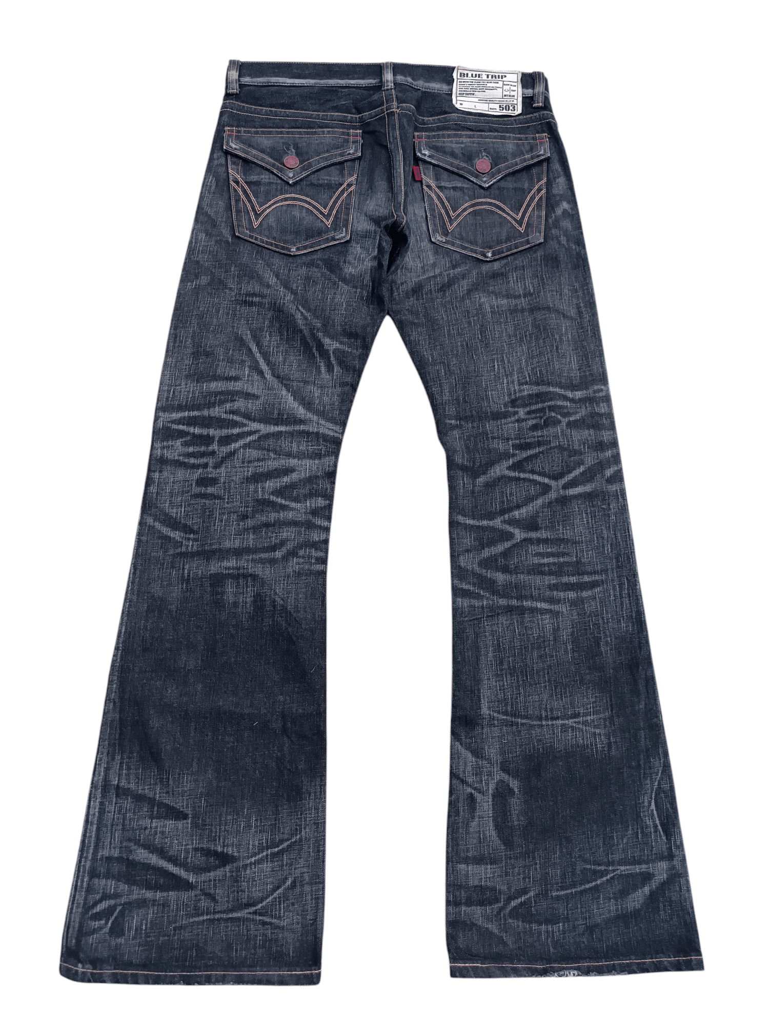 Edwin EDWIN 503 FLARE FADED & RUSTY PUNK STYLE WHISKERS DENIM Size US 34 / EU 50 - 15 Thumbnail