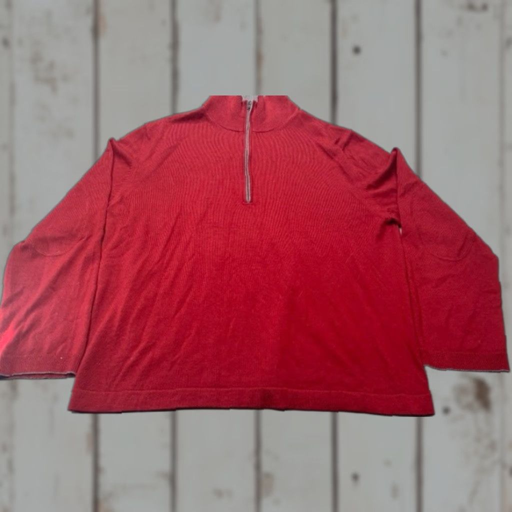 Banana Republic Banana Republic Mens XL 100% Merino Wool Red 1/4 Zip Pullover Sweater 8273 Size US XL / EU 56 / 4 - 1 Thumbnail
