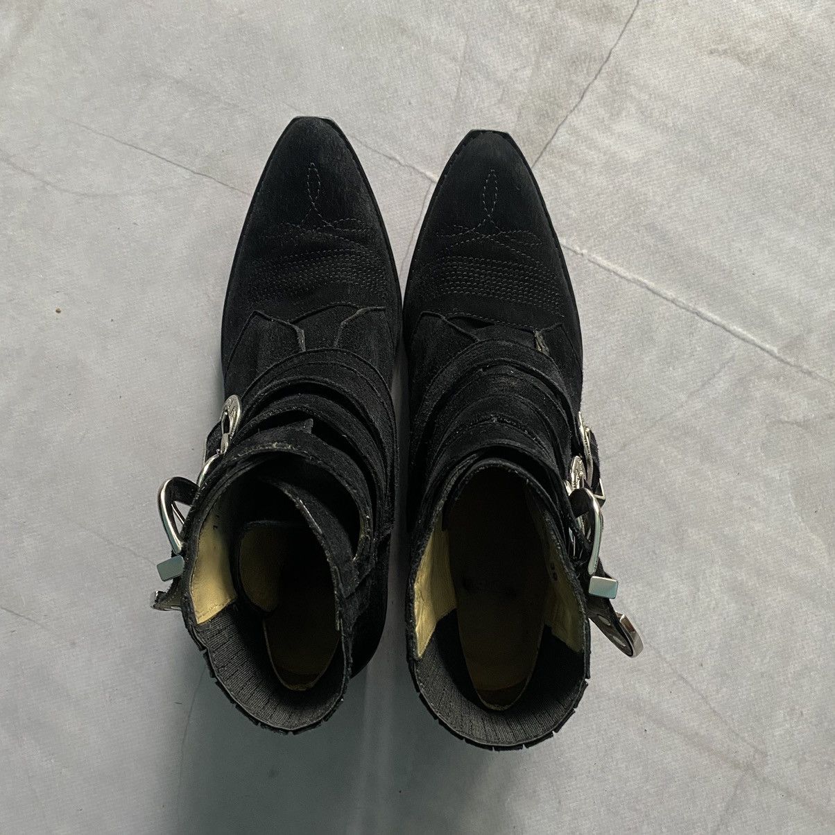 Japanese Brand Japan Toga Pulla Black Suede Four Buckle Western Boots Y2K Size US 8 / IT 38 - 4 Thumbnail