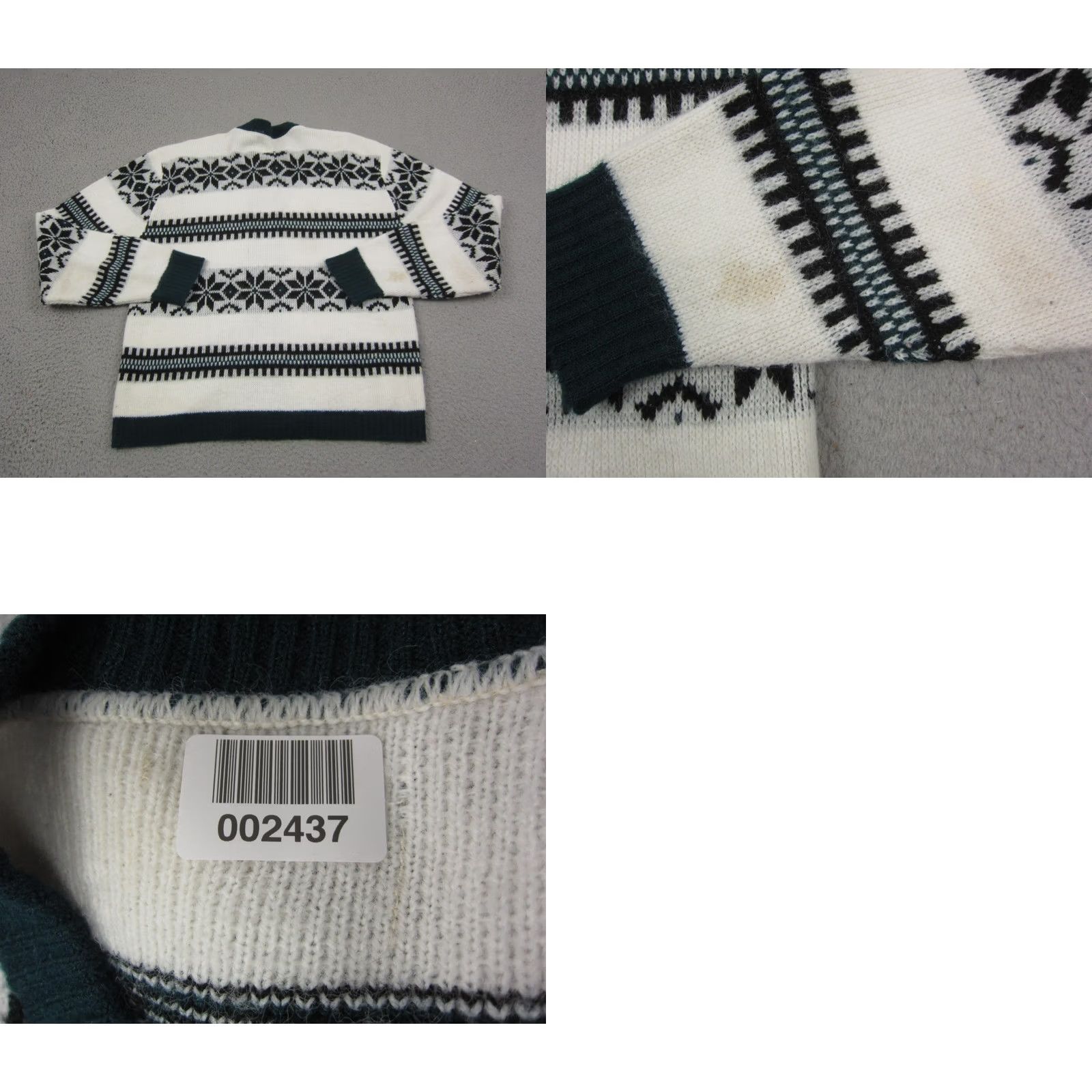 Vintage VINTAGE Nordic Cardigan Womens Large White Green Fair Isle Sweater 60s 50s Size L / US 10 / IT 46 - 9 Thumbnail