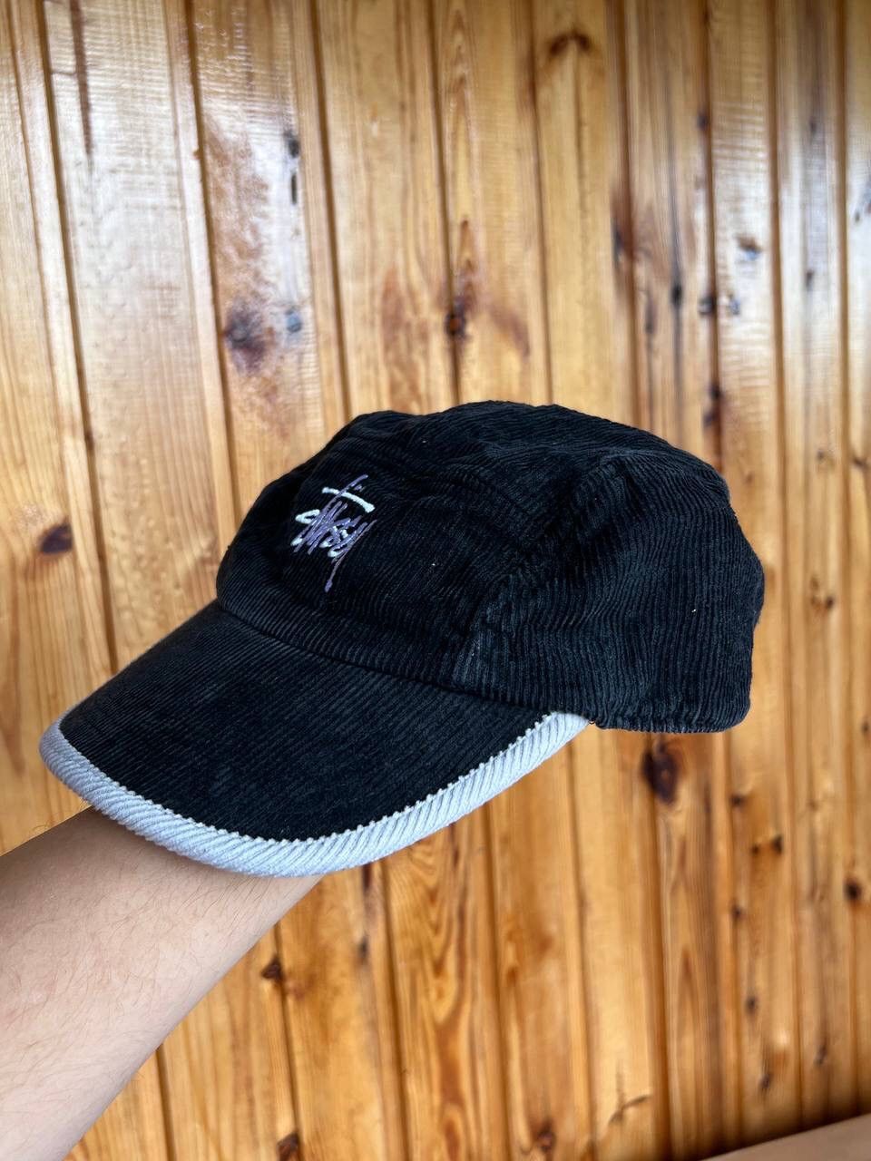 Stussy × Vintage Vintage Stussy Logo Corduroy 5 Panel Hat Y2K Leather strap Size ONE SIZE - 7 Thumbnail