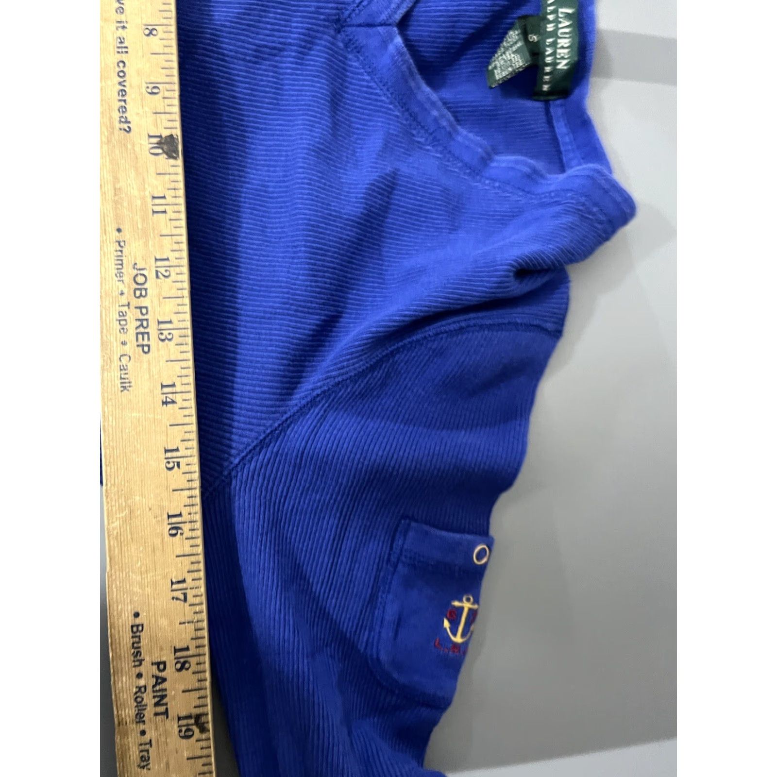 Ralph Lauren Lauren Ralph Lauren Waffle Knit Womens S Blue V-Neck Thermal Top Size S / US 4 / IT 40 - 5 Thumbnail