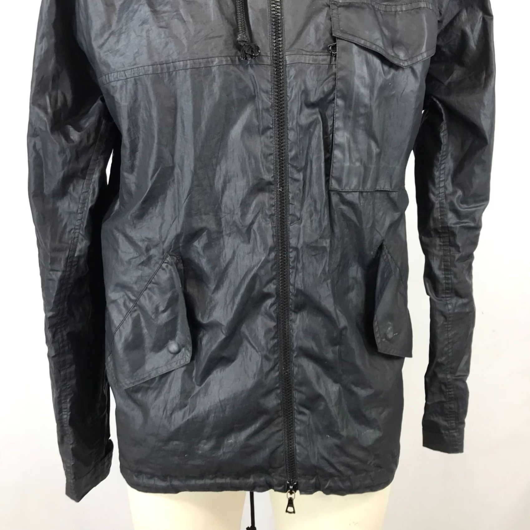 John Elliott VINTAGE JOHN ELLIOT + CO Jacket Womens 2 Black Hooded Full Zip Lightweight Coat Size XS / US 0-2 / IT 36-38 - 3 Thumbnail