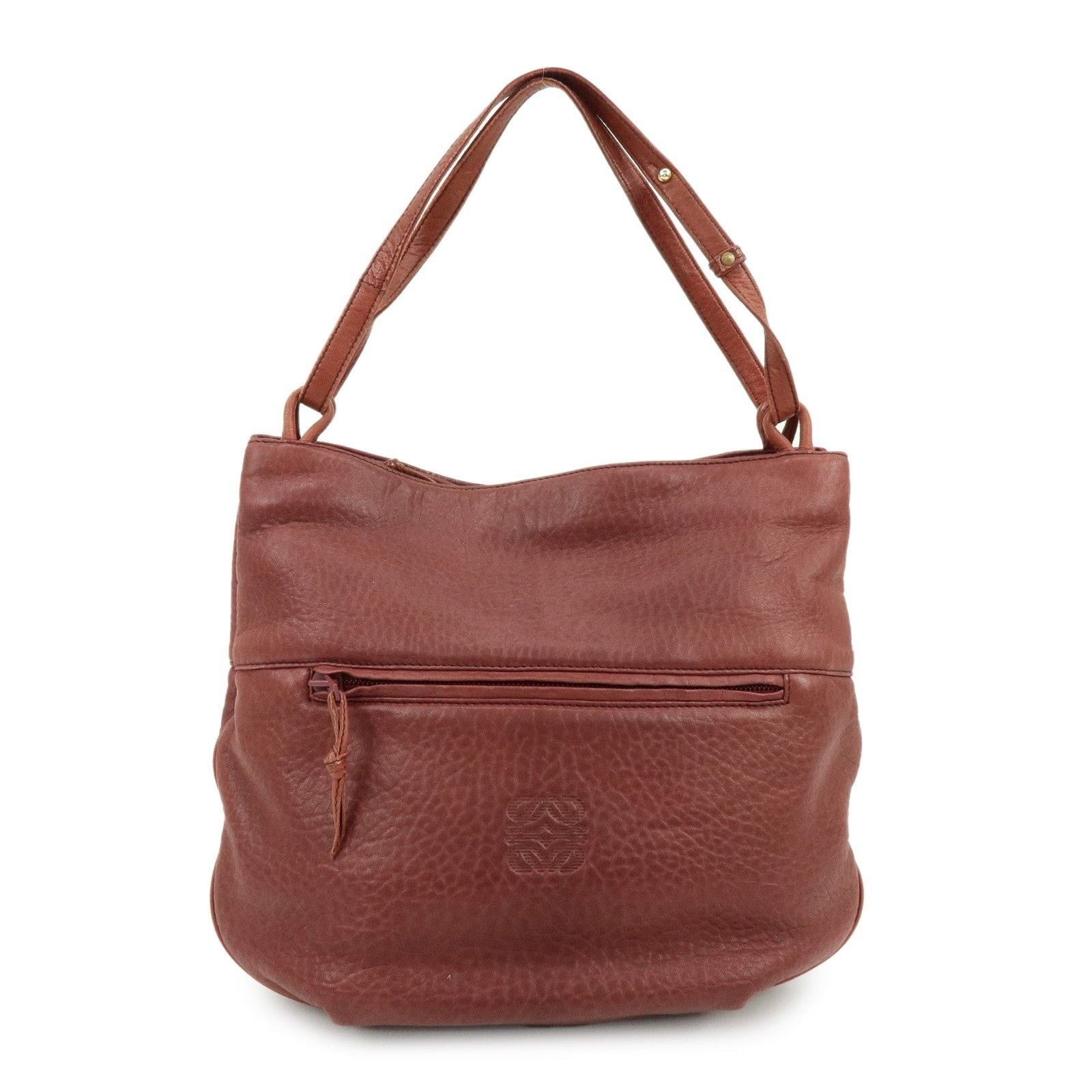 Loewe Loewe Anagram Leather Shoulder Bag Burgundy Size ONE SIZE - 1 Thumbnail