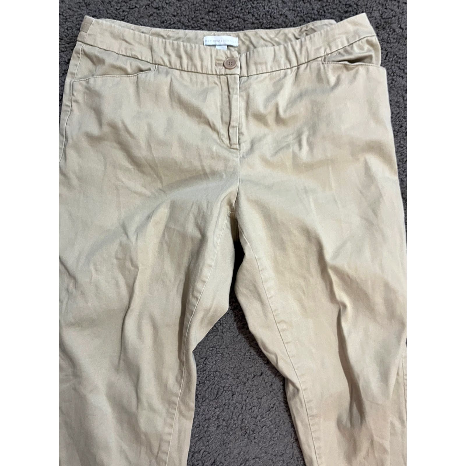 Vintage NY&C Women's Capri Pants Size 8 Beige Solid with Pockets EUC Size ONE SIZE - 2 Thumbnail