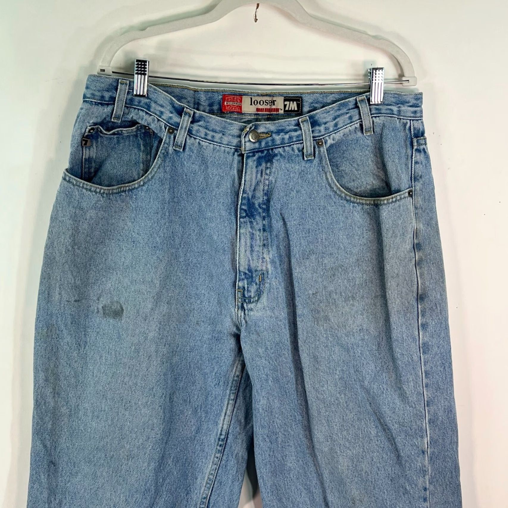 Bugle Boy VINTAGE Bugle Boy Jeans Distressed 7MM 38x34 Blue 100% Cotton Relaxed Straight Mens Size US 38 / EU 54 - 2 Thumbnail