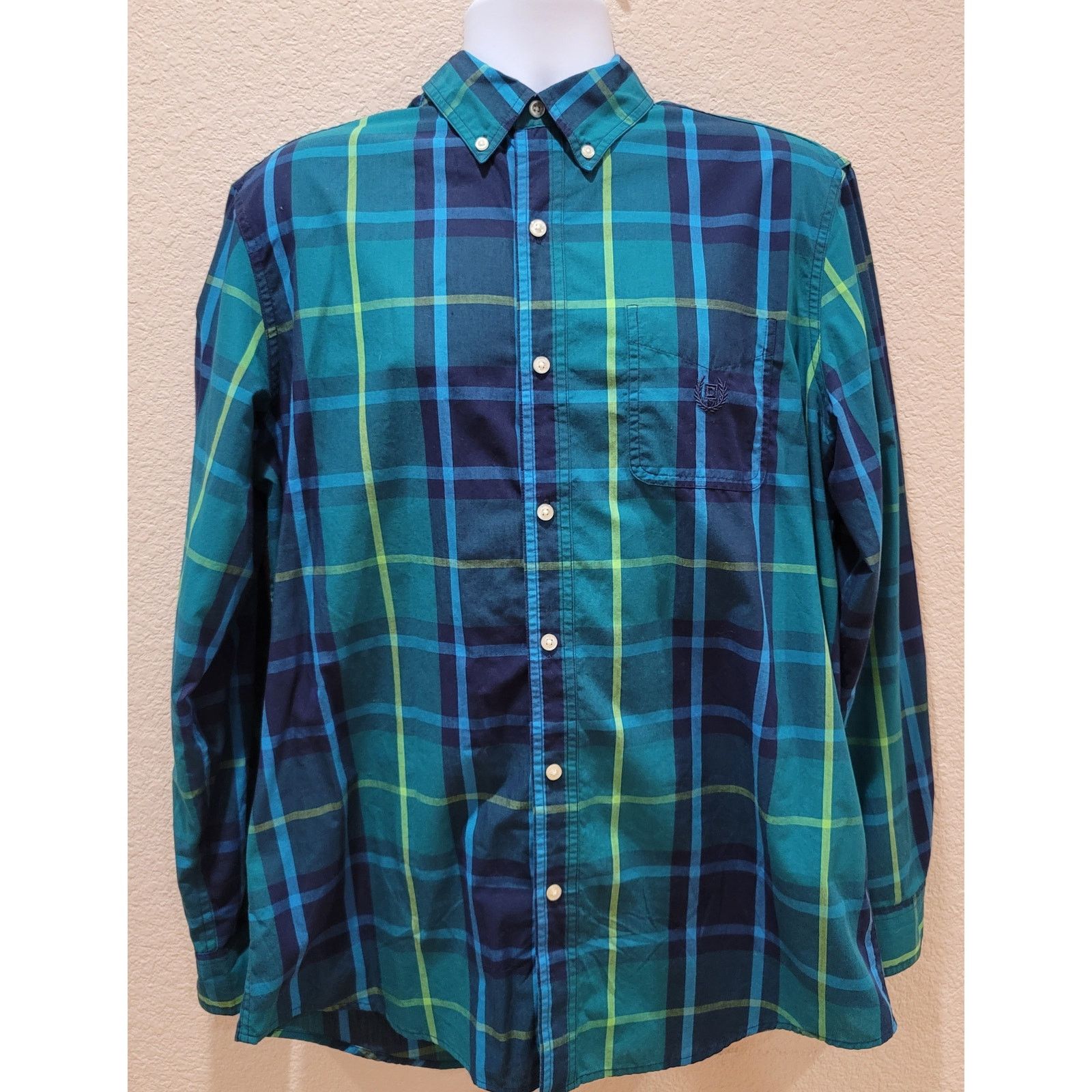 Chaps Chaps Blue Green Plaid Button Up Men's Shirt Large Easy Care Size US L / EU 52-54 / 3 - 1 Thumbnail