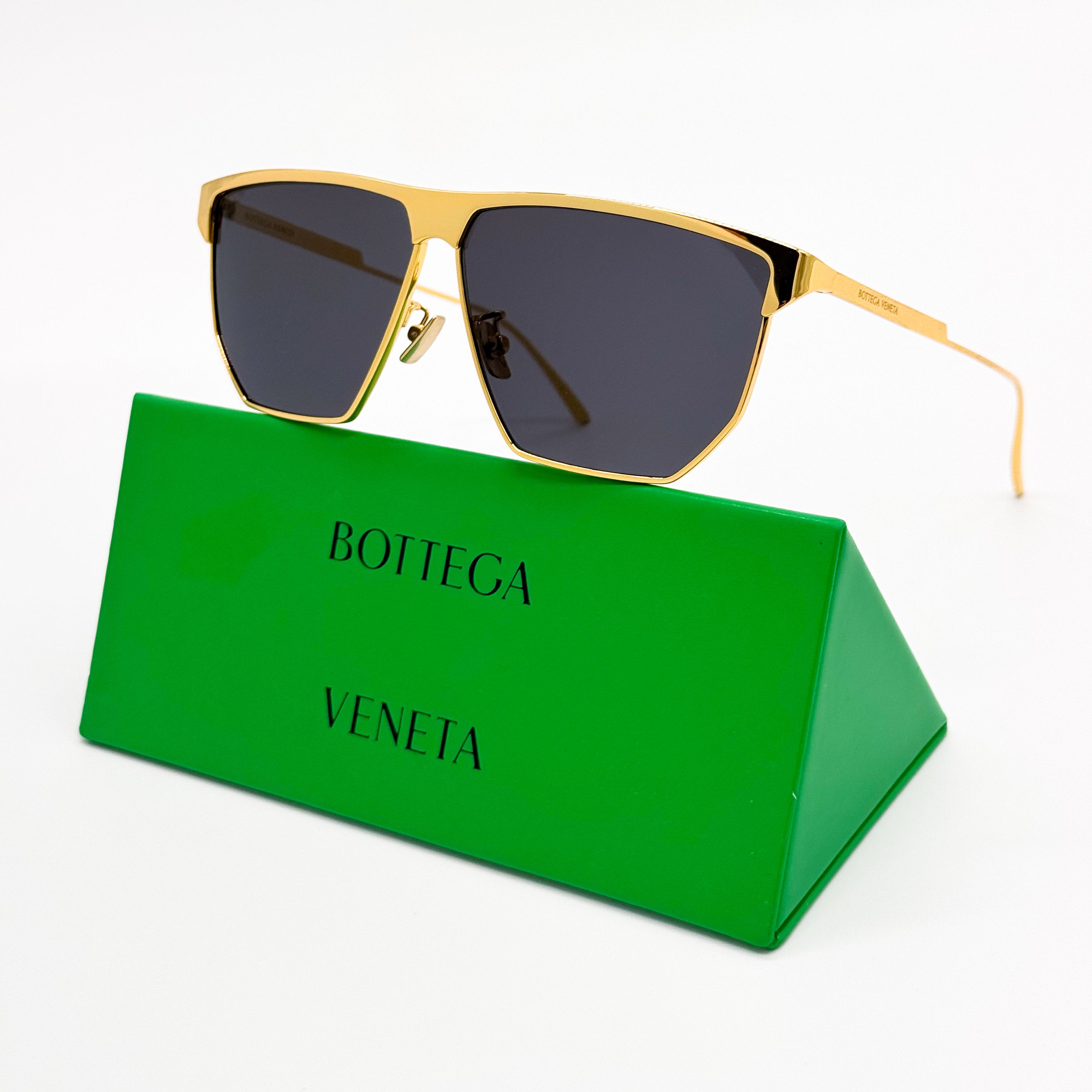 NEW BOTTEGA VENETA BV1069S 001 GOLD GREY UNISEX SUNGLASSES