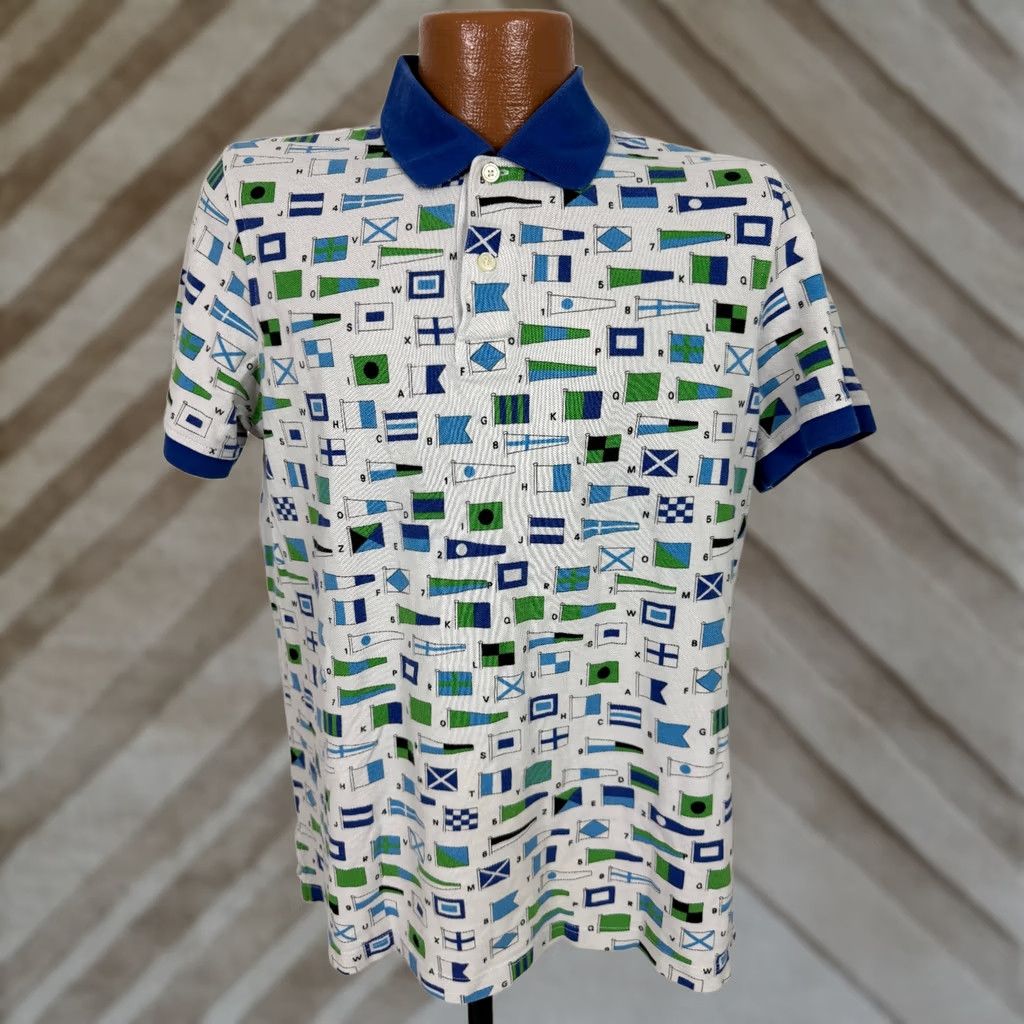 Brooks Brothers Brooks Brothers Polo Shirt Men L Slim Fit Nautical Flags Pique Cotton White Polo Shirt Nautical Brooks Brothers Mens L Slim Fit Size US L / EU 52-54 / 3 - 1 Thumbnail