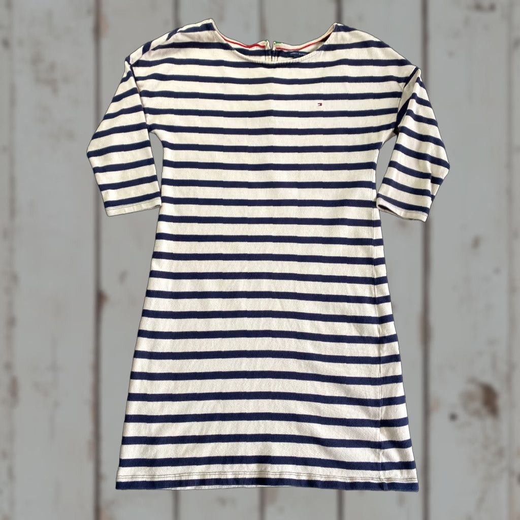 Tommy Hilfiger Tommy Hilfigier Dress Women’s 3/4 Sleeve Striped Blue White Round Neck S Size S / US 4 / IT 40 - 1 Thumbnail