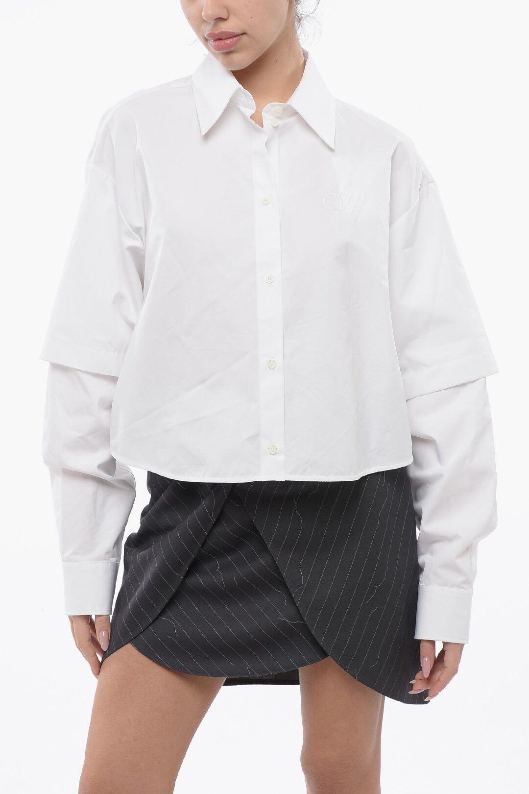 Off-White og1mm1125 Double-layered Bookish Shirt in White Size M / US 6-8 / IT 42-44 - 1 Thumbnail