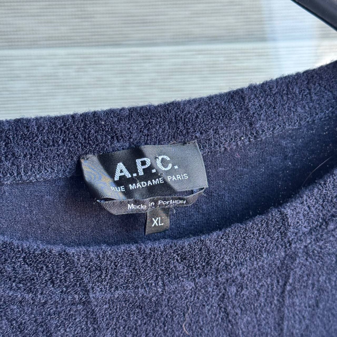 A.P.C. A.P.C Dark Navy Shadow Stripe Wool Knit Japanese Crewneck Size US M / EU 48-50 / 2 - 4 Thumbnail