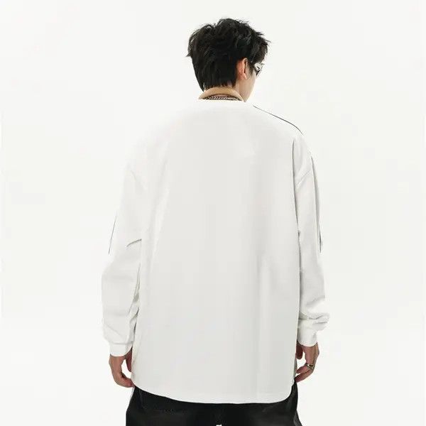 VIBE y2k Style Striped White Long Sleeve T Shirt Size US L / EU 52-54 / 3 - 6 Thumbnail