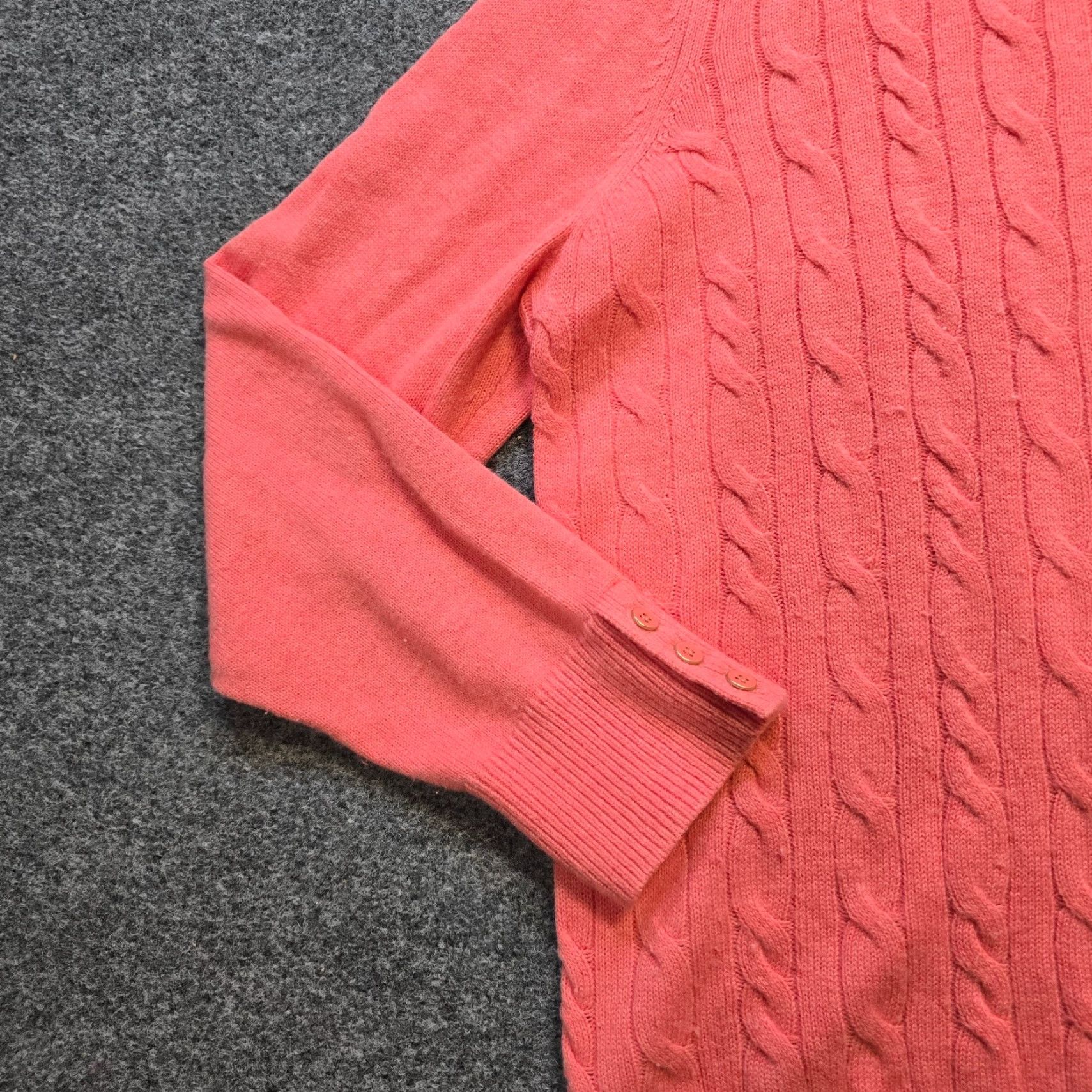 Talbots Talbots Sweater Womens Size XL Orange Pink Cable Knit Lambs Wool Casual Capsule Size XL / US 12-14 / IT 48-50 - 3 Thumbnail