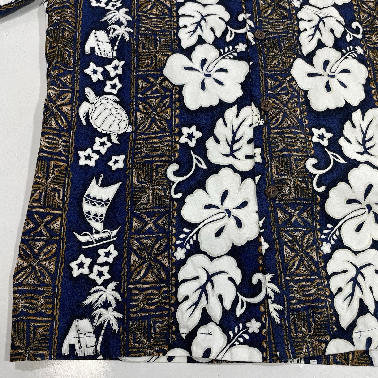 Reyn Spooner Aloha Republic Hawaiian Shirt M Blue White Floral Sea Turtle Size US M / EU 48-50 / 2 - 2 Thumbnail