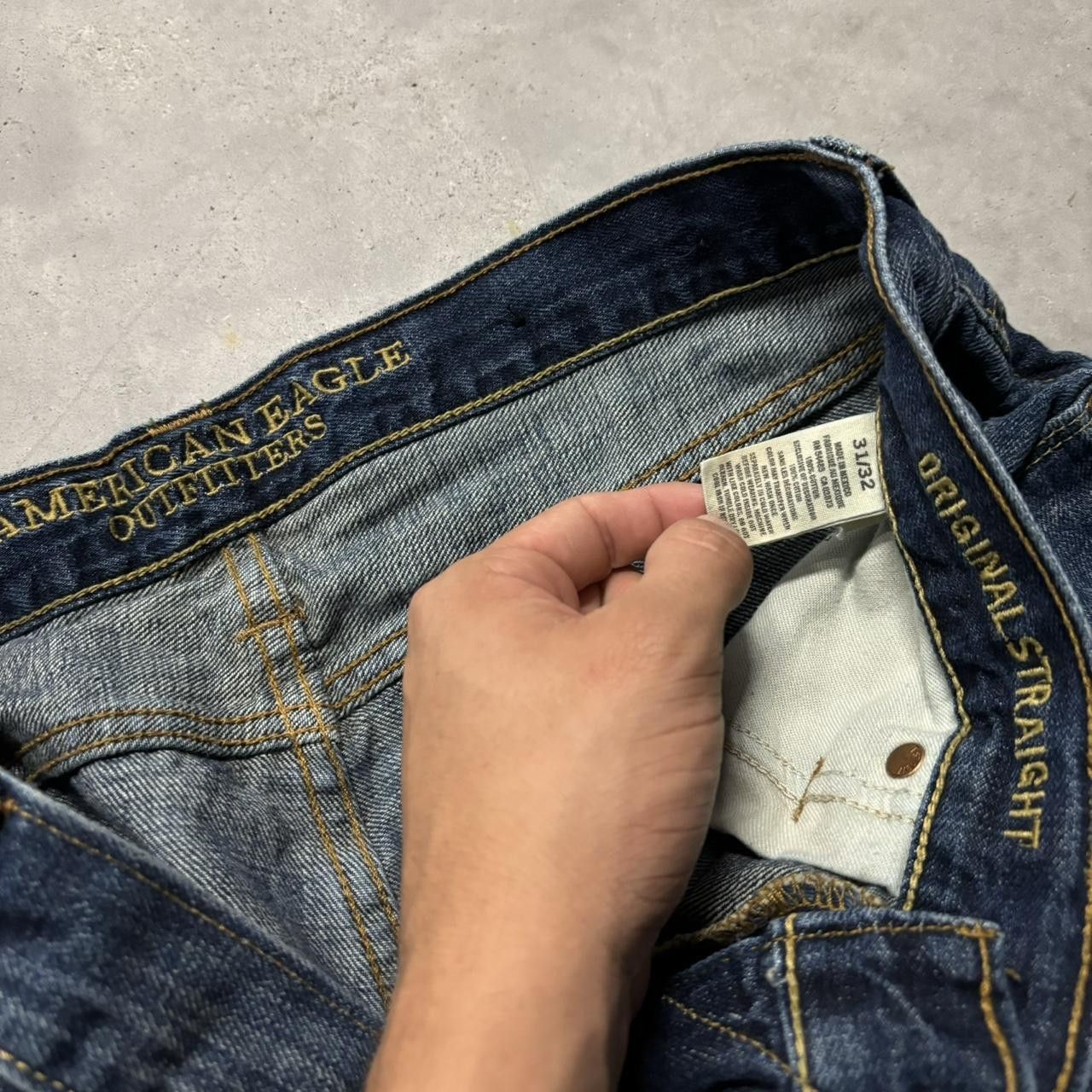 Japanese Brand × Vintage Crazy Vintage Y2K/2000s Grunge Faded Dark Wash Distressed Denim Jeans! Size US 31 - 8 Thumbnail