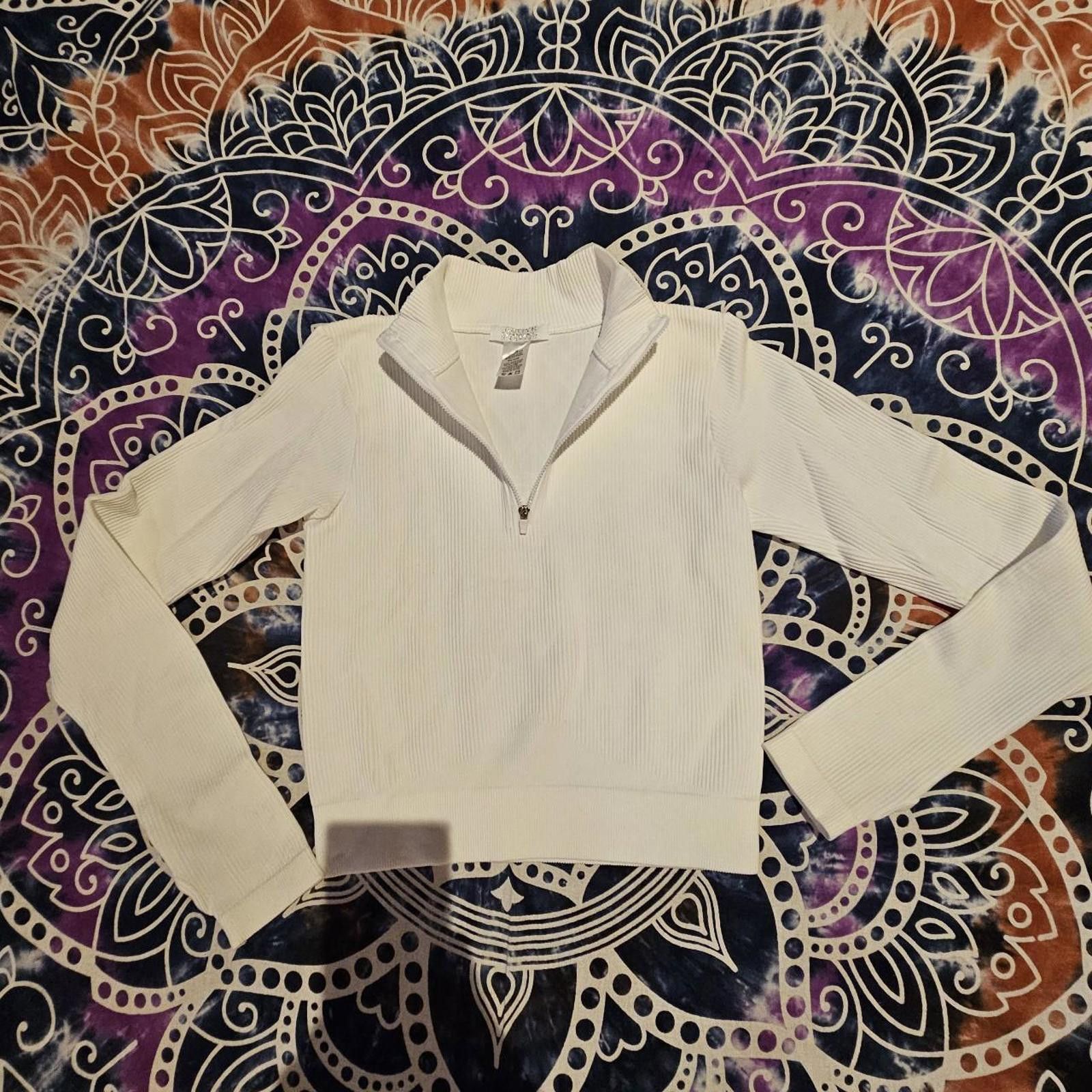 Designer Women's White Quarter Zip Active Domino Shirt Size M / US 6-8 / IT 42-44 - 6 Thumbnail