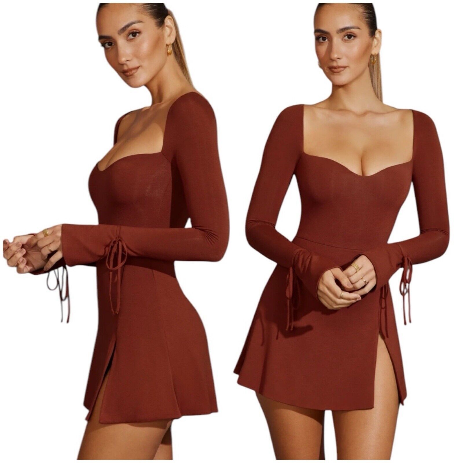 Other OH POLLY AMRYN Long Sleeve A-Line Mini Dress in Brick Sexy 2 Size XS / US 0-2 / IT 36-38 - 1 Thumbnail