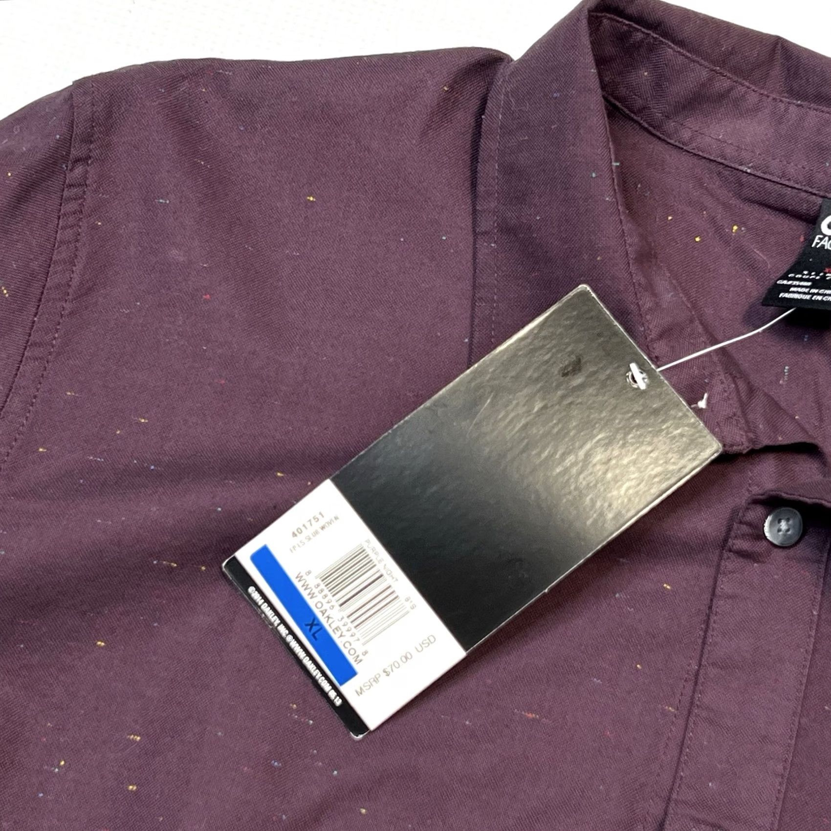 Oakley VINTAGE Oakley Shirt Mens XL Purple Paint Splatter Button-Down Long Sleeve New Size US XL / EU 56 / 4 - 4 Thumbnail