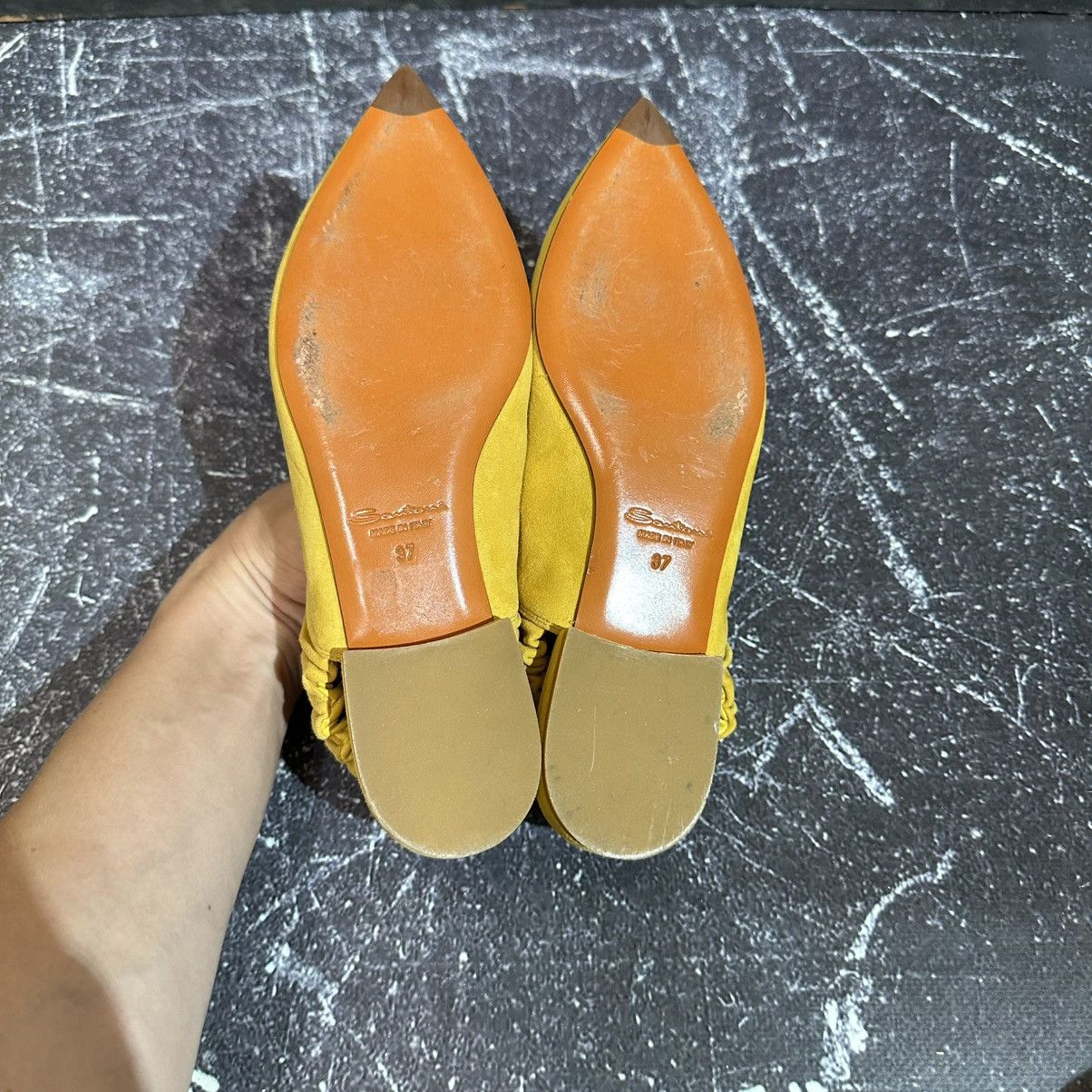 Santoni SANTONI - Women’s Yellow Ballet Suede Flats Size 37 Size US 7 / IT 37 - 9 Thumbnail