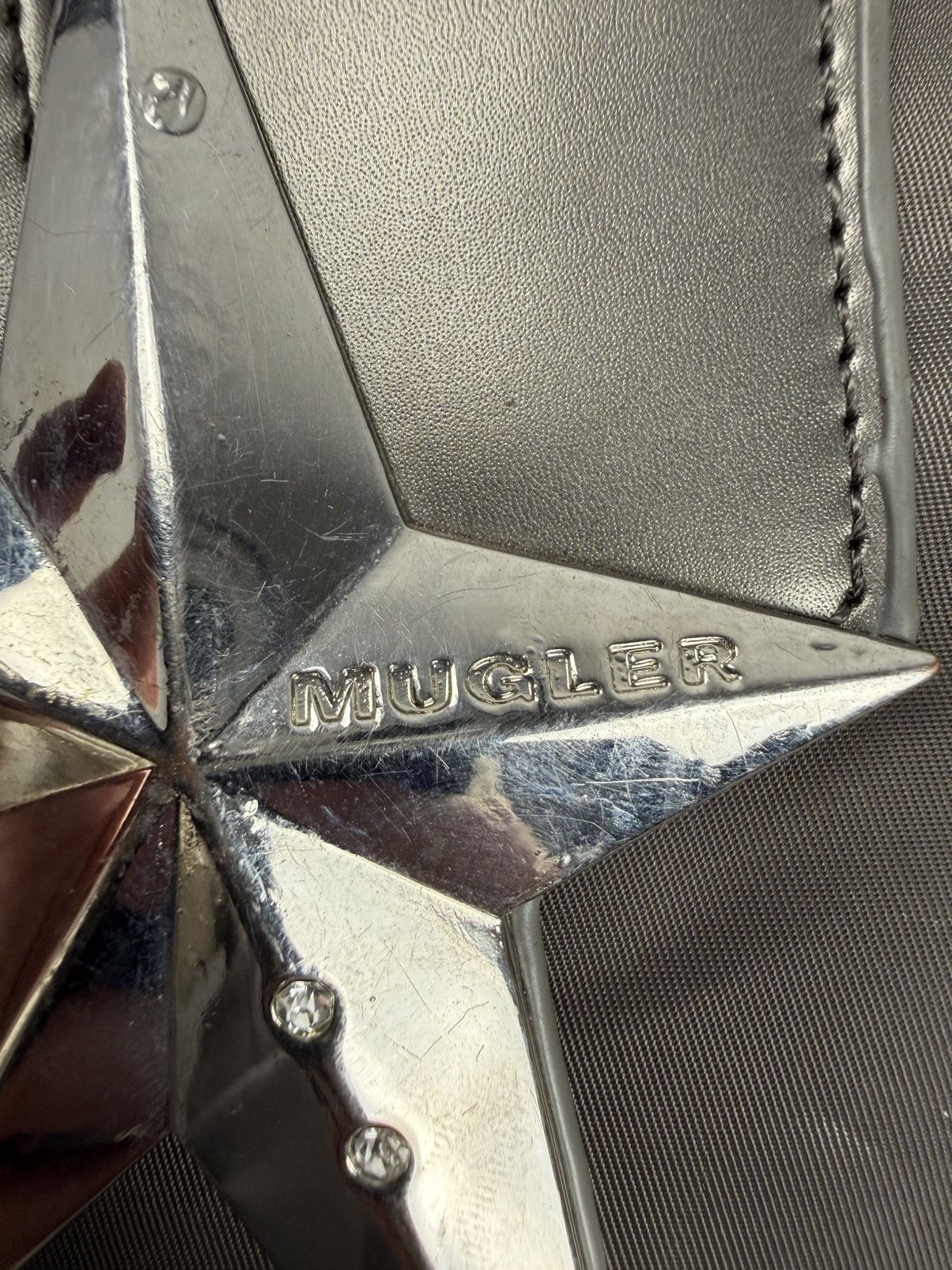 Mugler Vintage Mugler Star Logo Nylon Shoulder Bag Grey Crossbody Size ONE SIZE - 10 Thumbnail