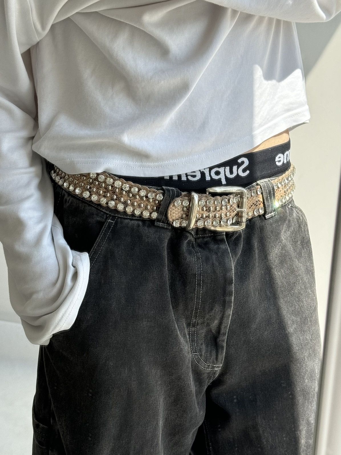 B.B. Simon × Vintage Vintage Rhinestone Y2k Leopard Avant Garde Belt Rare Size ONE SIZE - 2 Thumbnail