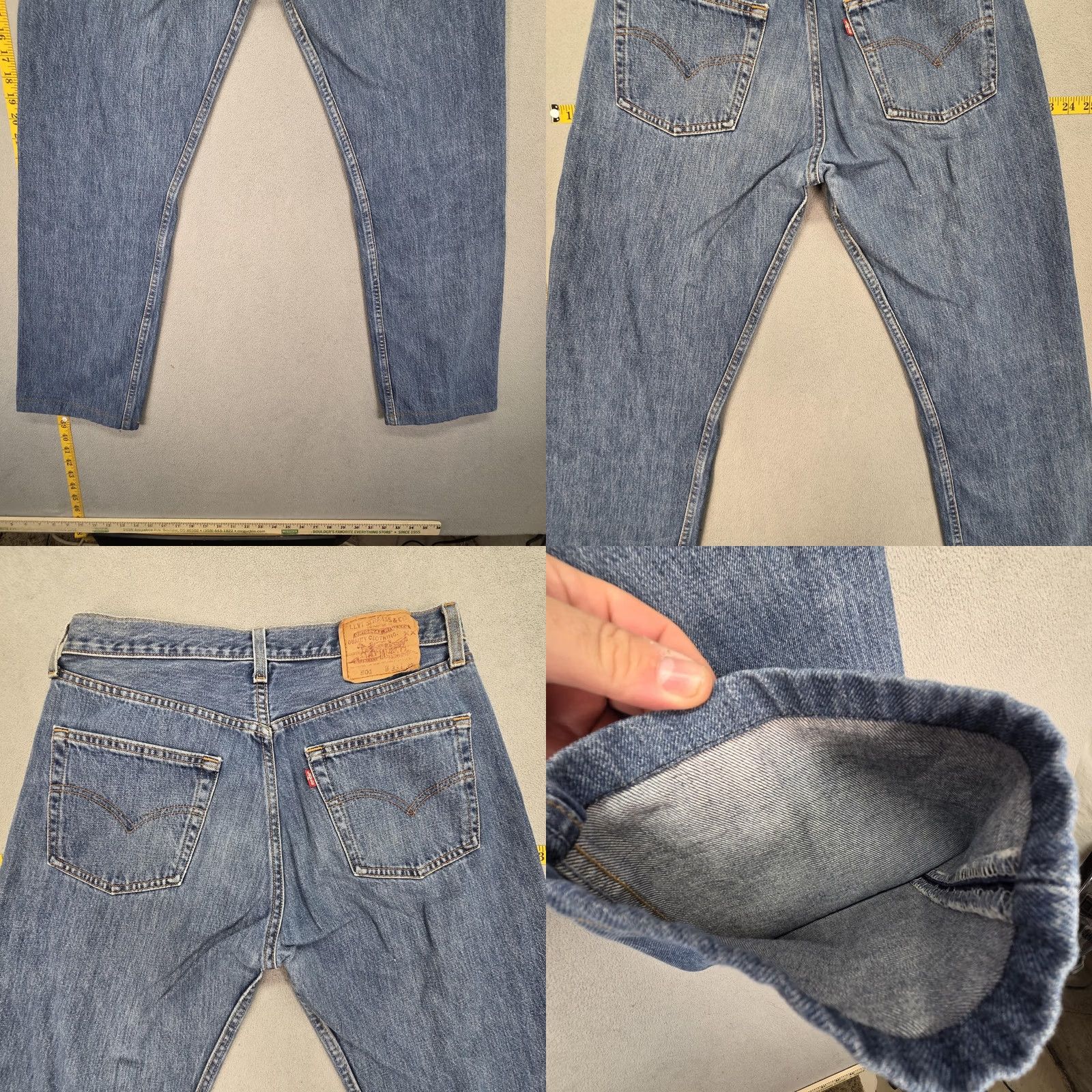 Levi's VTG Levi's 501 Jeans Mens Straight 30x28 Blue Denim 90s Stains Altered Hem Vintage Fits Mens Size US 30 / EU 46 - 9 Thumbnail