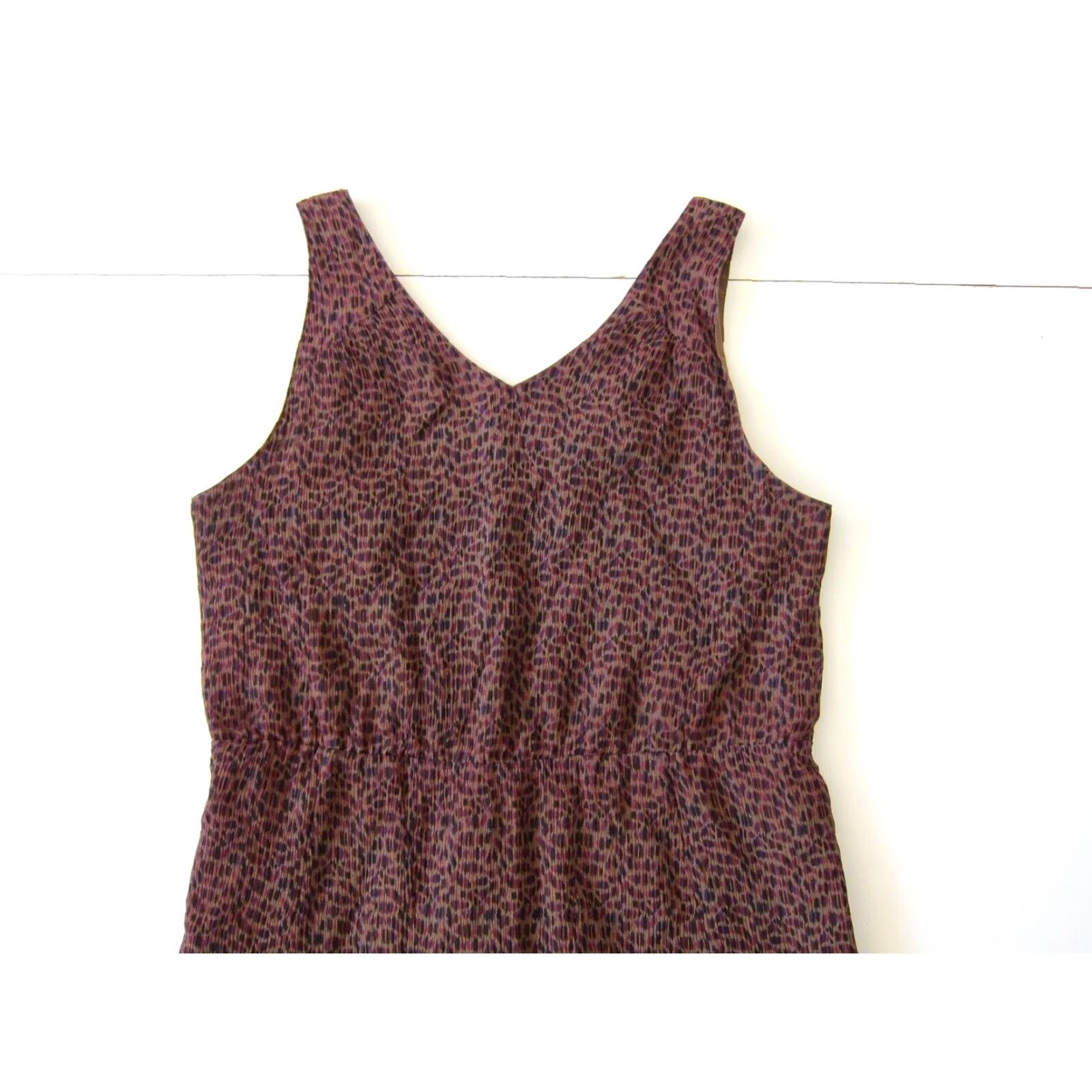Vintage VINTAGE Broadway & Broome Madewell Brown Purple Silk Empire Tank Sun Sheath Dress 10 Size L / US 10 / IT 46 - 6 Thumbnail