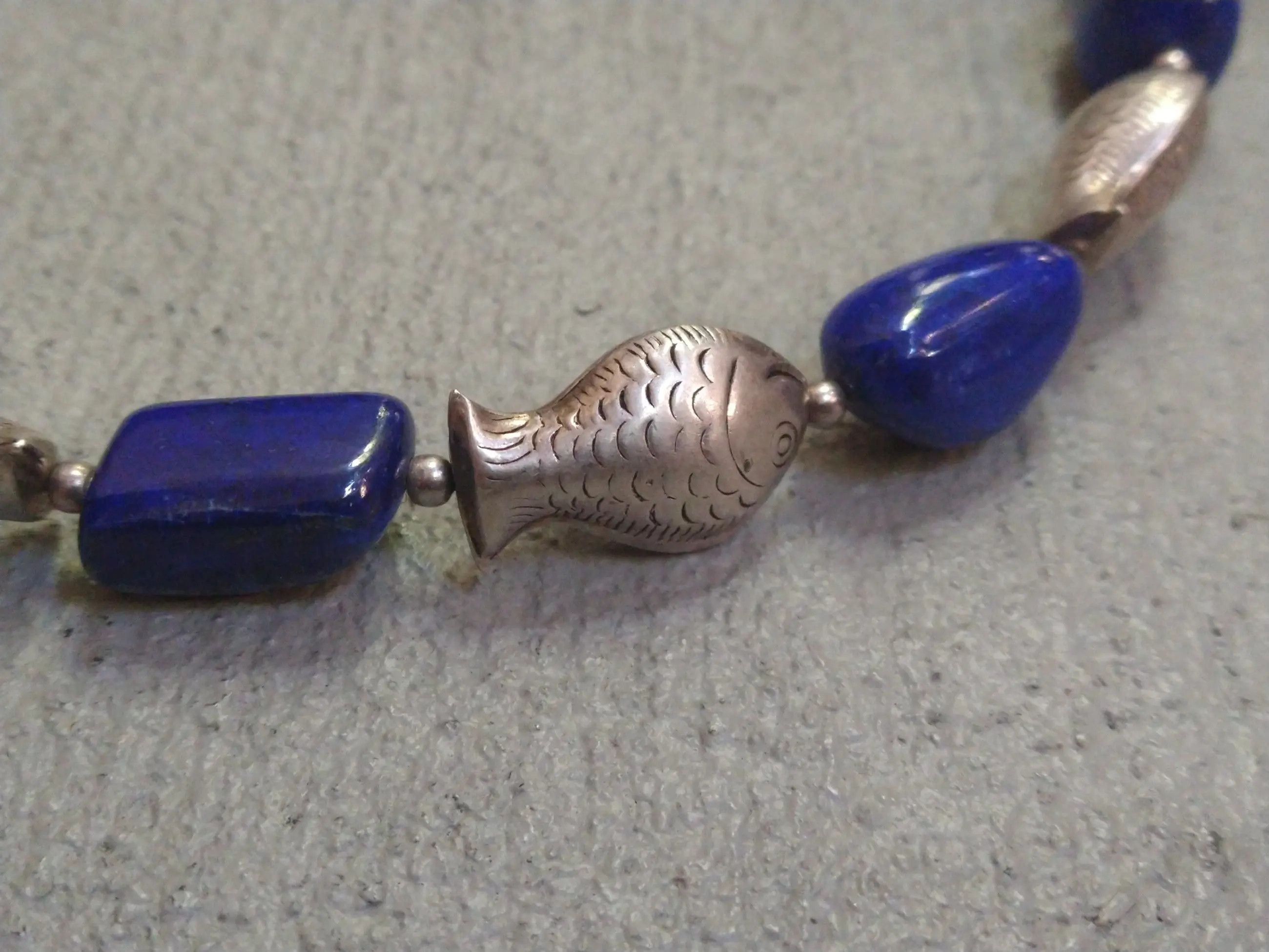 Jewelry Sterling Silver Necklace Fish Lapis Lazuli Size ONE SIZE - 10 Thumbnail