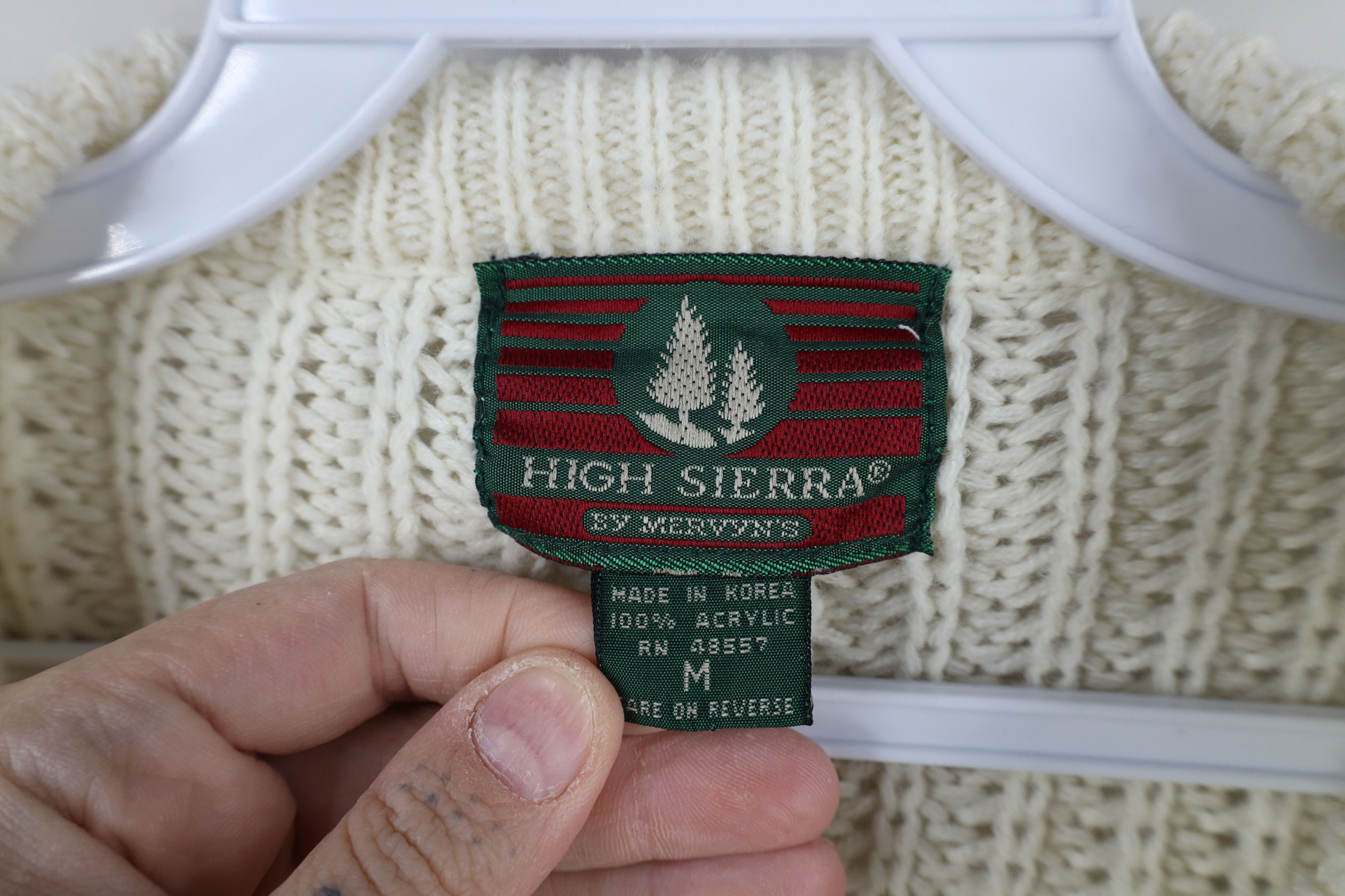 Vintage Vintage 90s Streetwear Ribbed Knit Crewneck Sweater Cream Size US M / EU 48-50 / 2 - 4 Thumbnail