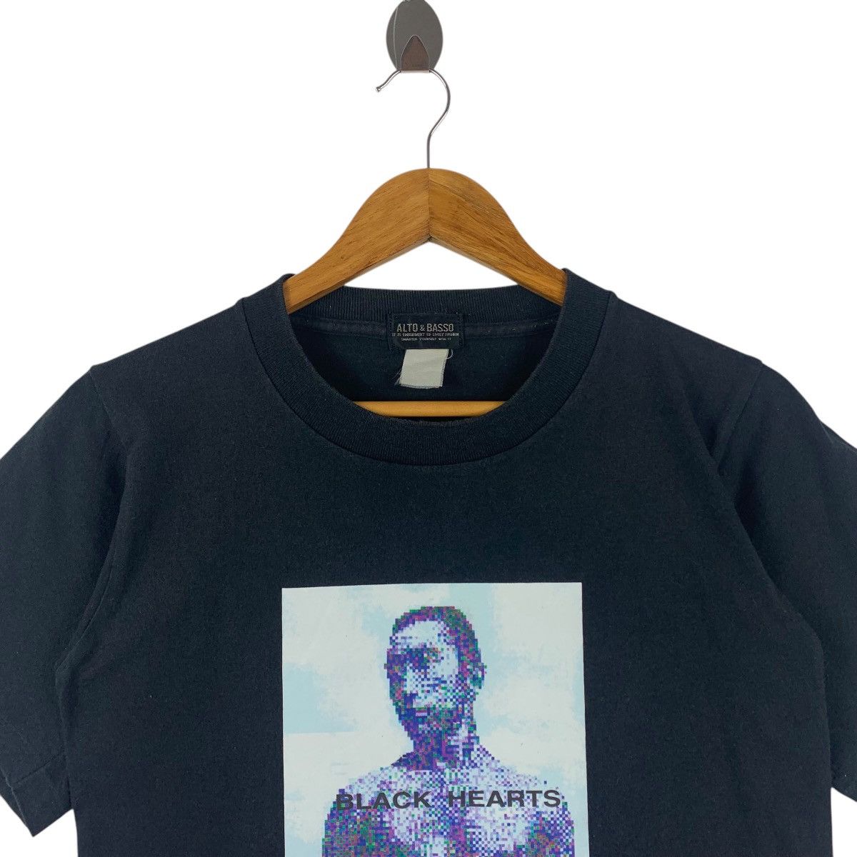 Japanese Brand × Vintage Vintage ALTO & BASSO Black hearts printed tee shirt Size US S / EU 44-46 / 1 - 2 Thumbnail