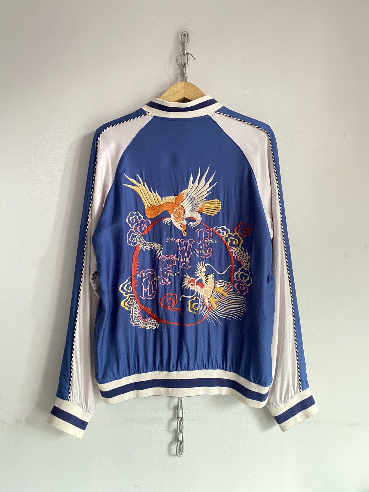 Japanese Brand Rare Vintage Sukajan Souvenir Jacket Blue / Silver Size US M / EU 48-50 / 2 - 1 Thumbnail